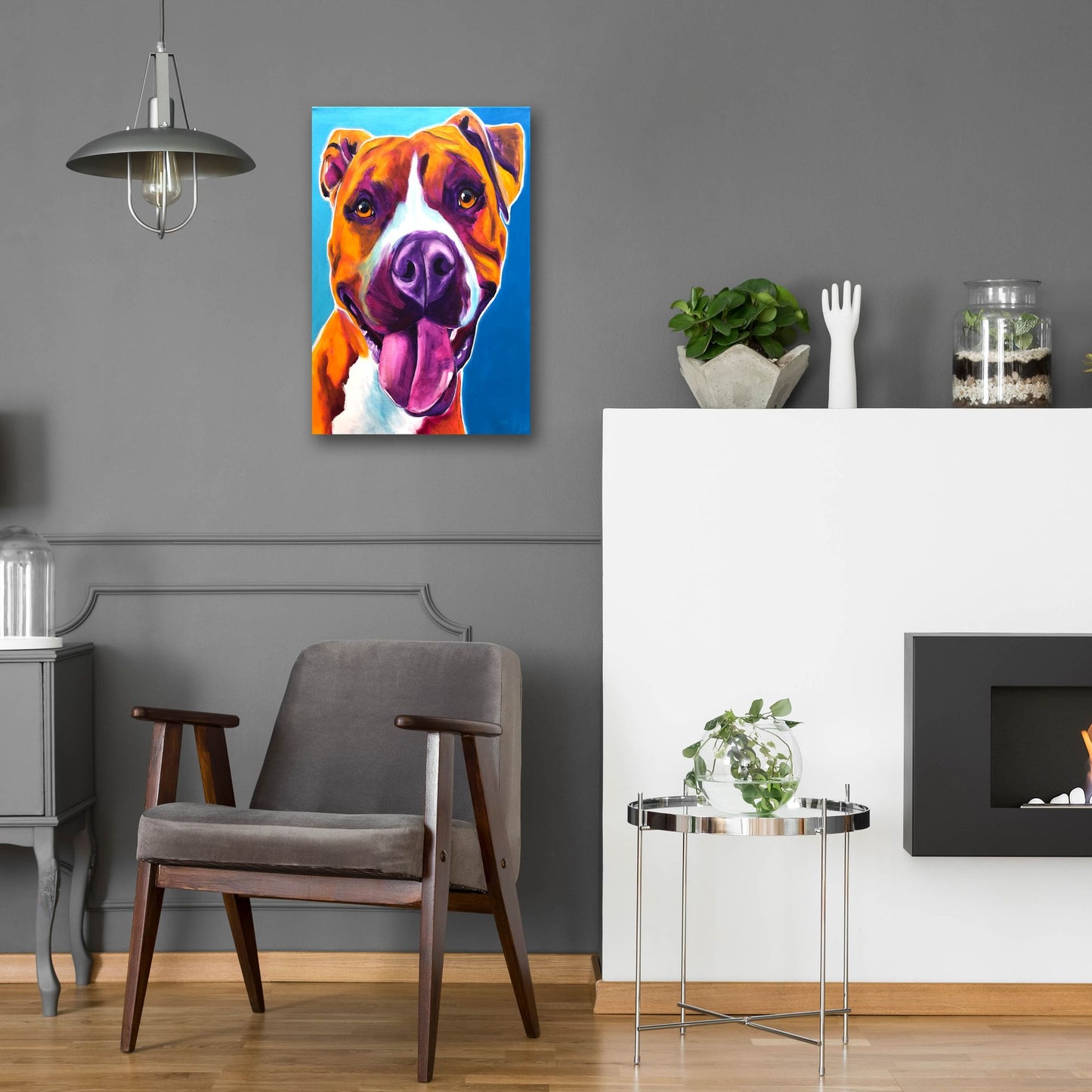 Epic Art 'Pit Bull - Yummy2 by Dawg Painter, Acrylic Glass Wall Art,16x24