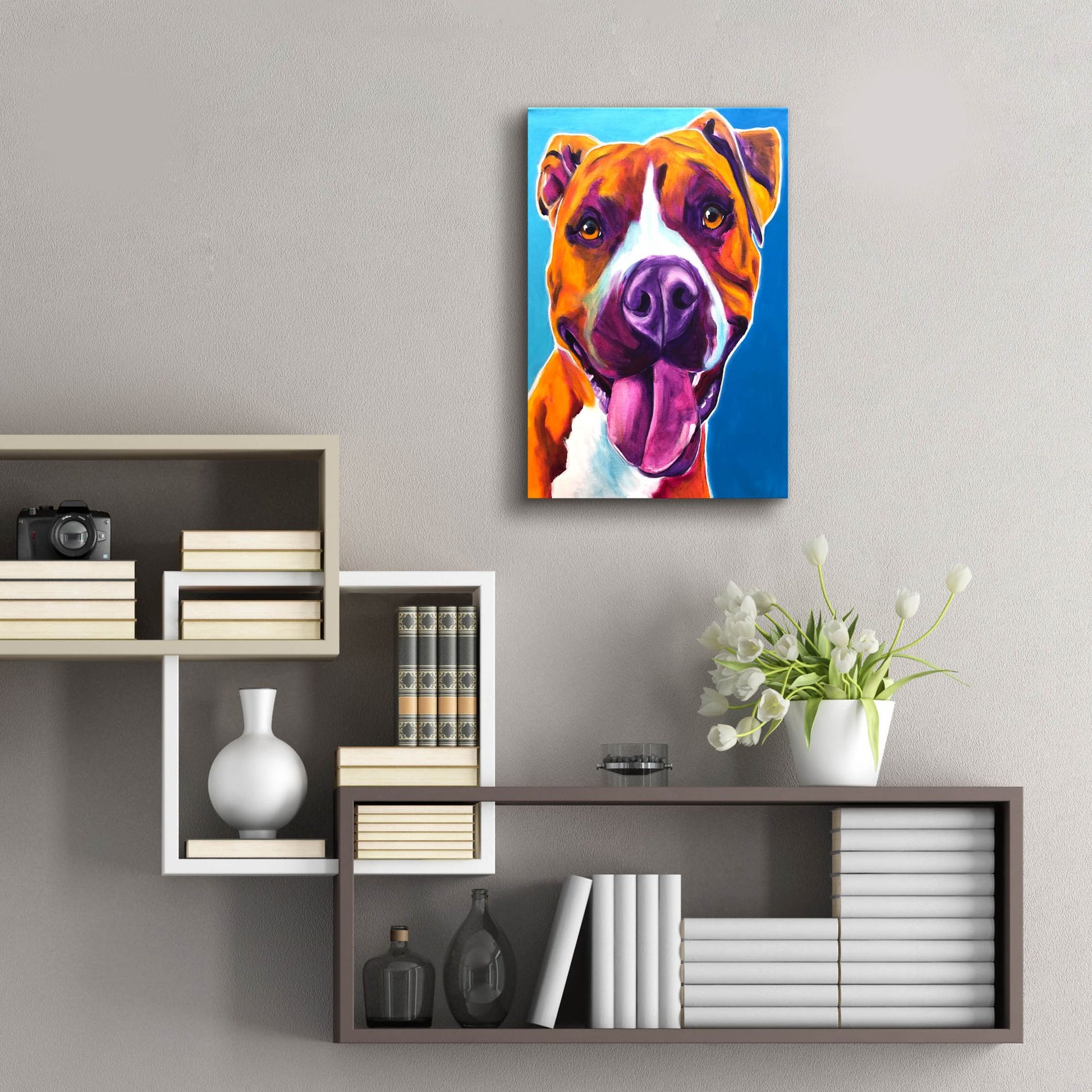 Epic Art 'Pit Bull - Yummy2 by Dawg Painter, Acrylic Glass Wall Art,16x24