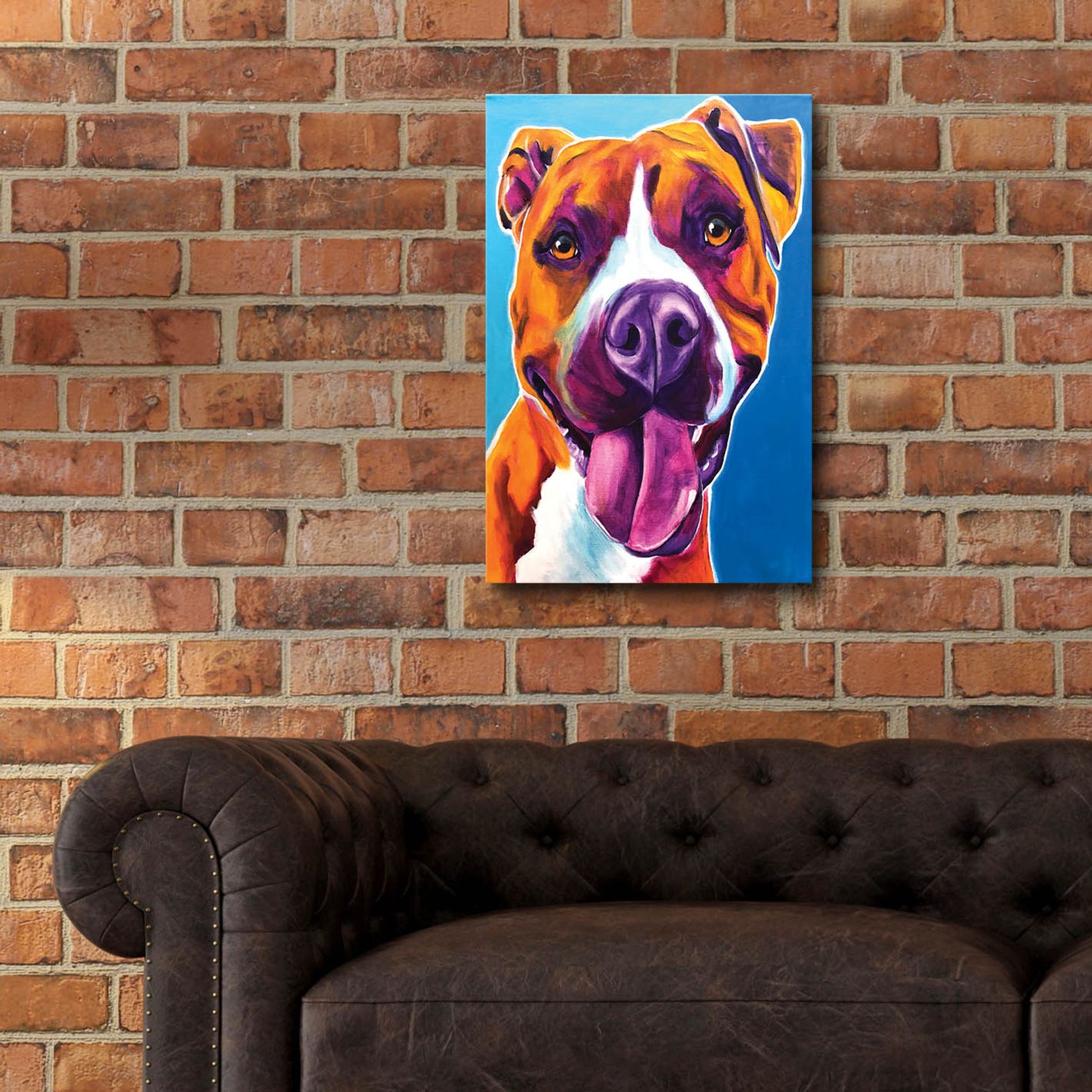 Epic Art 'Pit Bull - Yummy2 by Dawg Painter, Acrylic Glass Wall Art,16x24