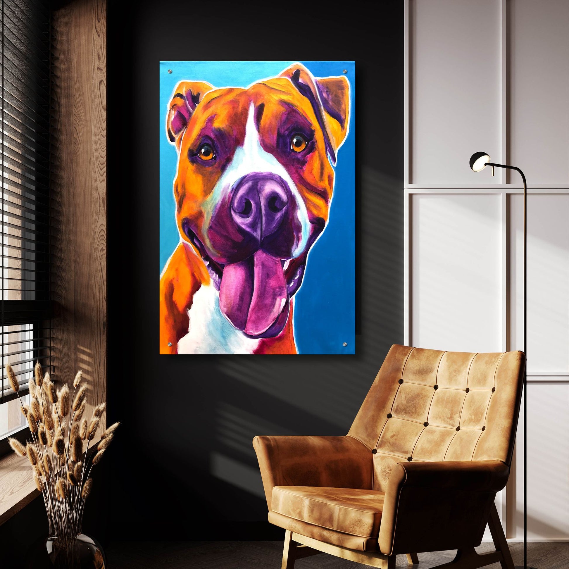 Epic Art 'Pit Bull - Yummy2 by Dawg Painter, Acrylic Glass Wall Art,24x36