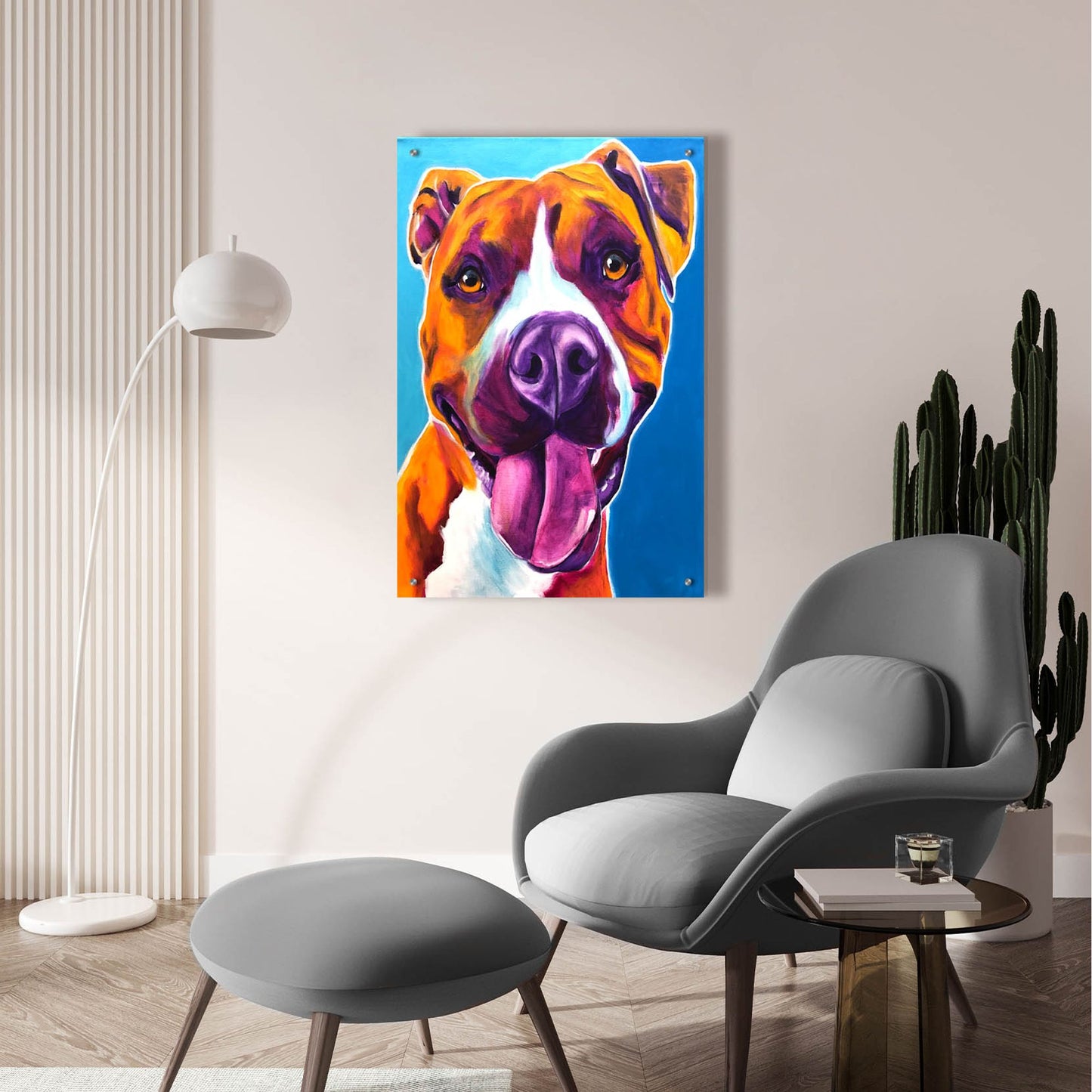 Epic Art 'Pit Bull - Yummy2 by Dawg Painter, Acrylic Glass Wall Art,24x36