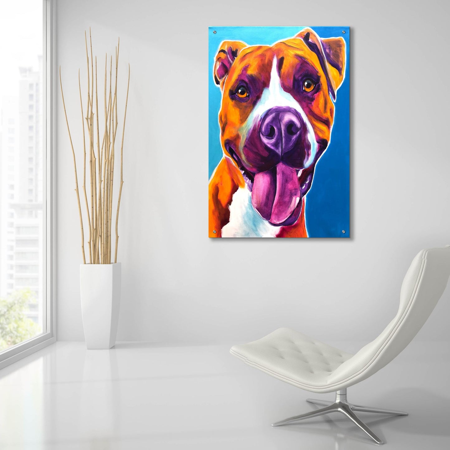 Epic Art 'Pit Bull - Yummy2 by Dawg Painter, Acrylic Glass Wall Art,24x36