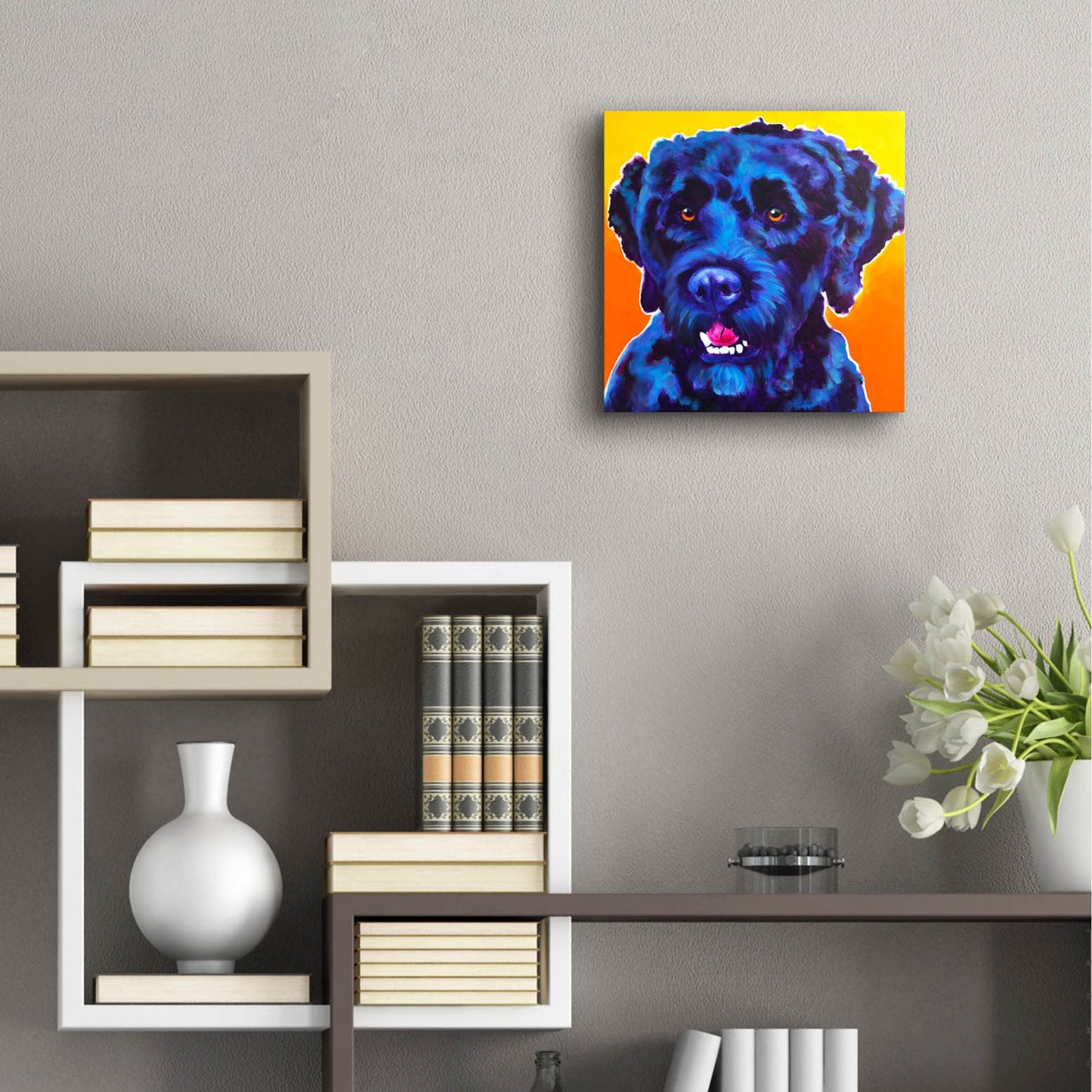 Epic Art 'Portuguese Water Dog - Banks2 by Dawg Painter, Acrylic Glass Wall Art,12x12