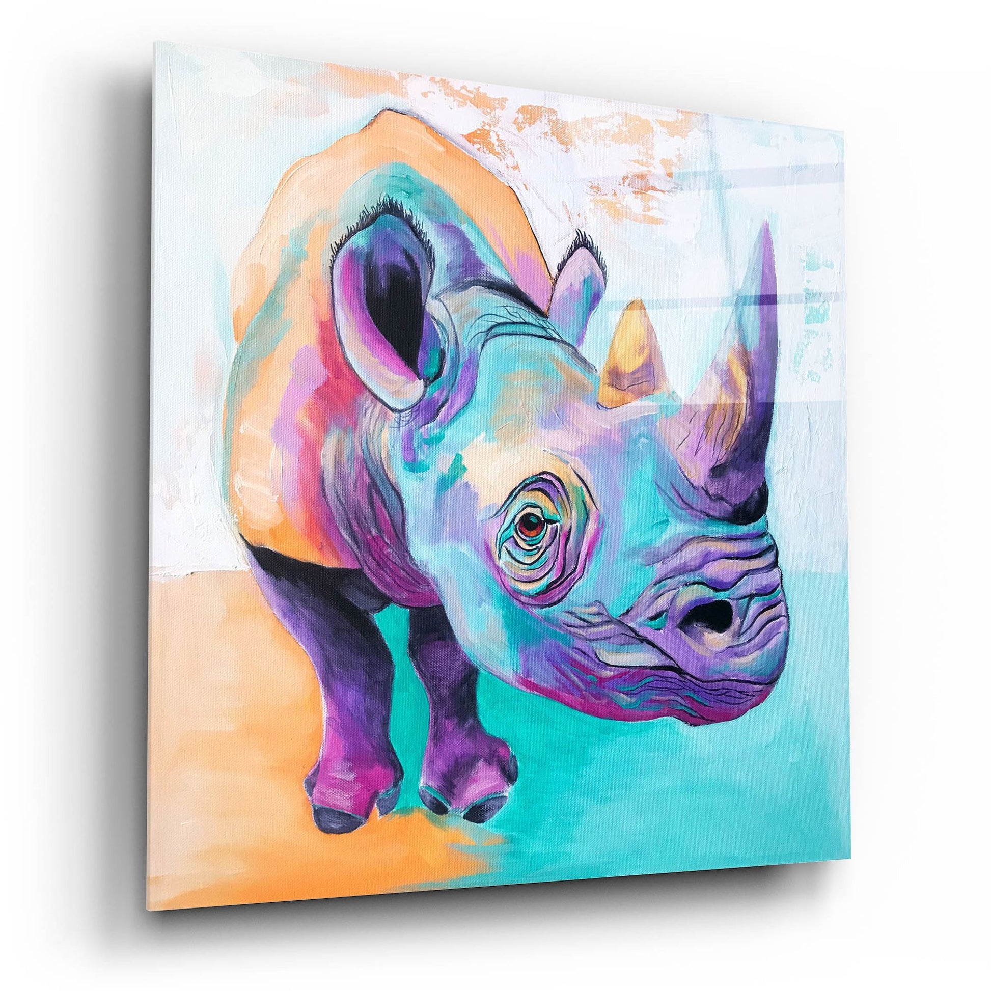 Epic Art 'Rhino - Fi2 by Dawg Painter, Acrylic Glass Wall Art,12x12