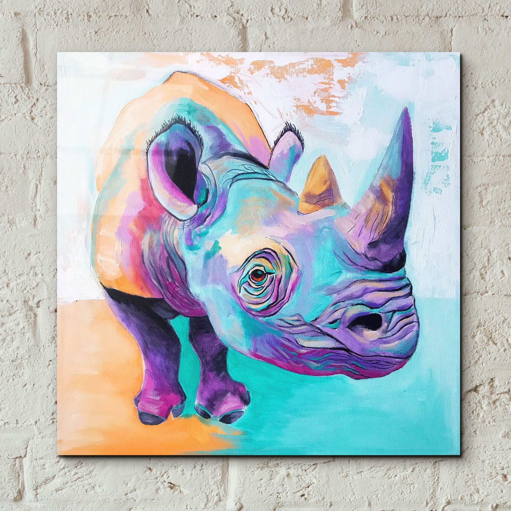 Epic Art 'Rhino - Fi2 by Dawg Painter, Acrylic Glass Wall Art,12x12