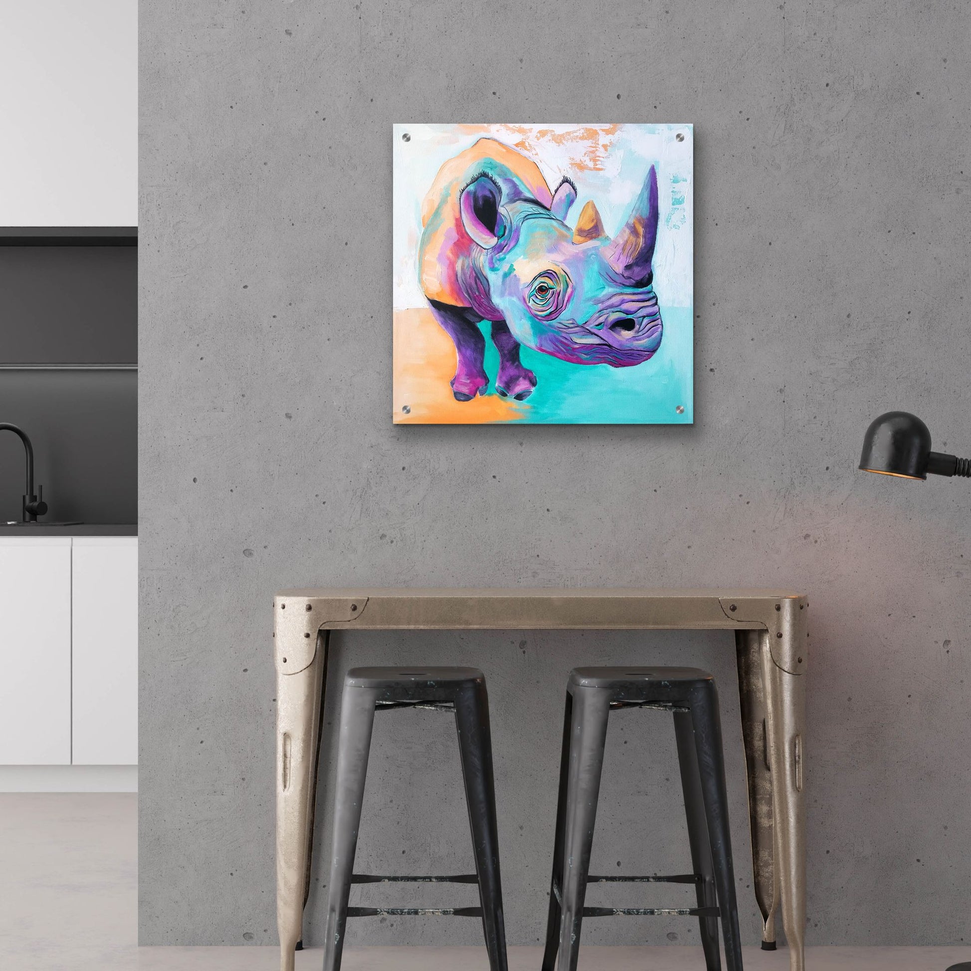 Epic Art 'Rhino - Fi2 by Dawg Painter, Acrylic Glass Wall Art,24x24