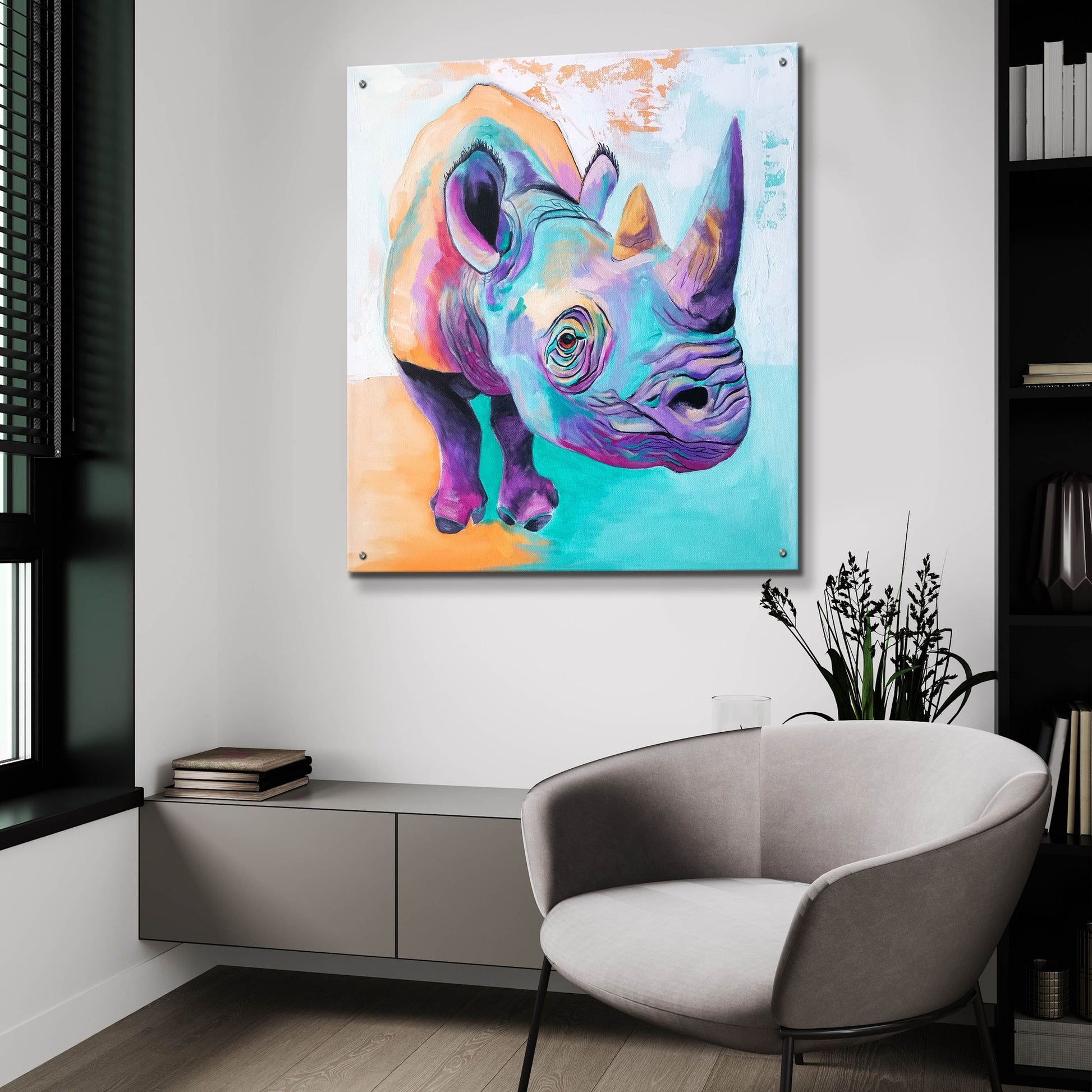 Epic Art 'Rhino - Fi2 by Dawg Painter, Acrylic Glass Wall Art,36x36