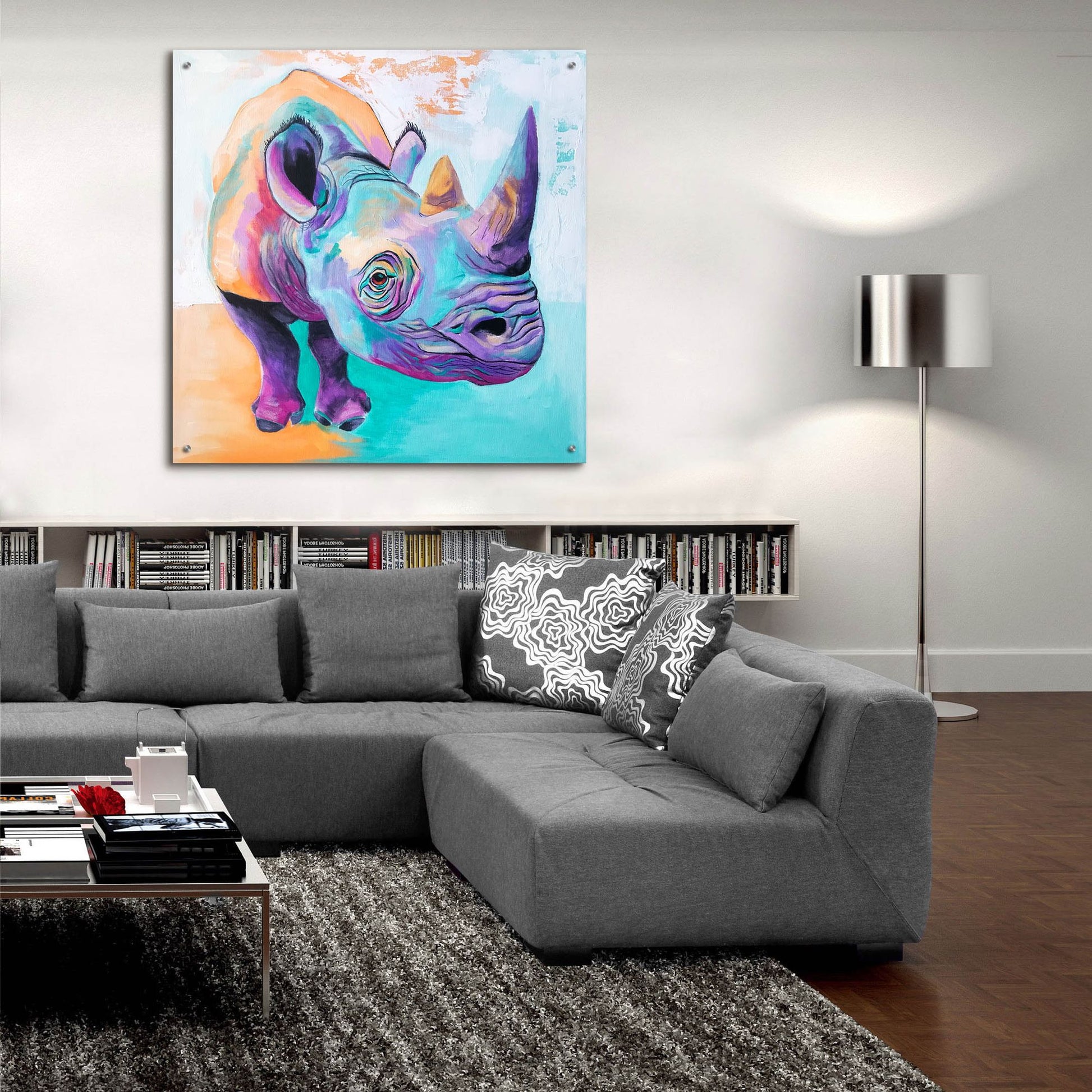 Epic Art 'Rhino - Fi2 by Dawg Painter, Acrylic Glass Wall Art,36x36