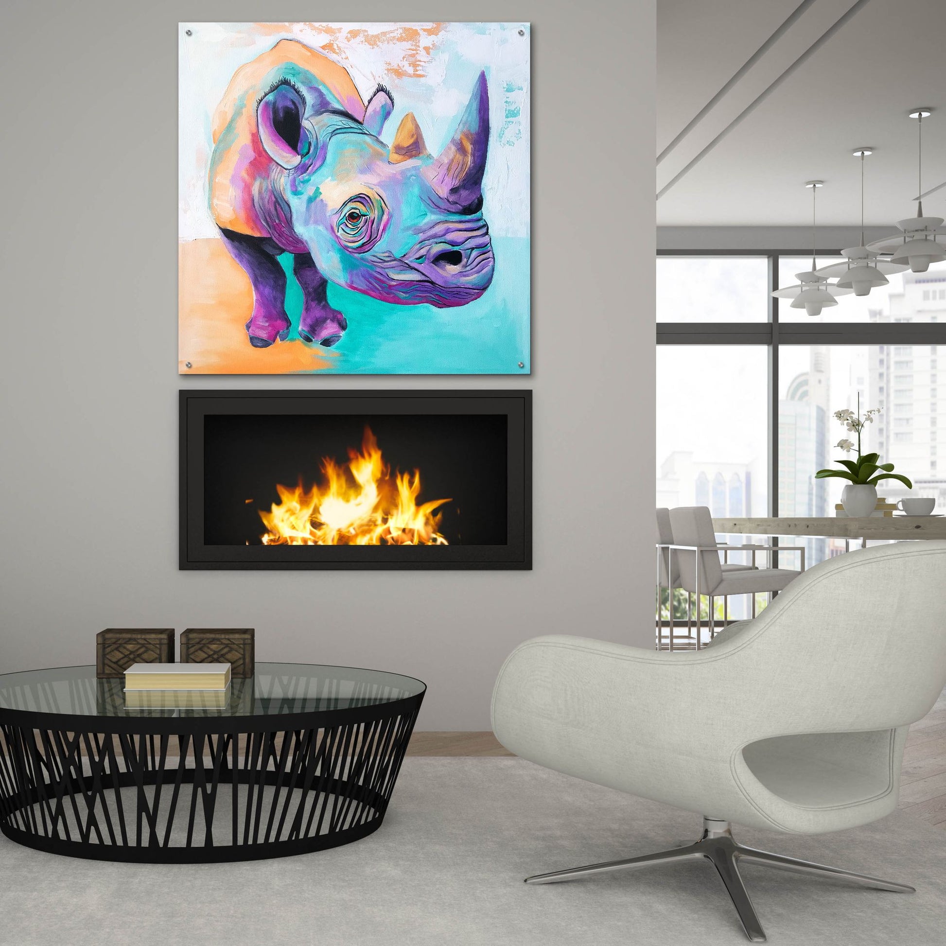 Epic Art 'Rhino - Fi2 by Dawg Painter, Acrylic Glass Wall Art,36x36