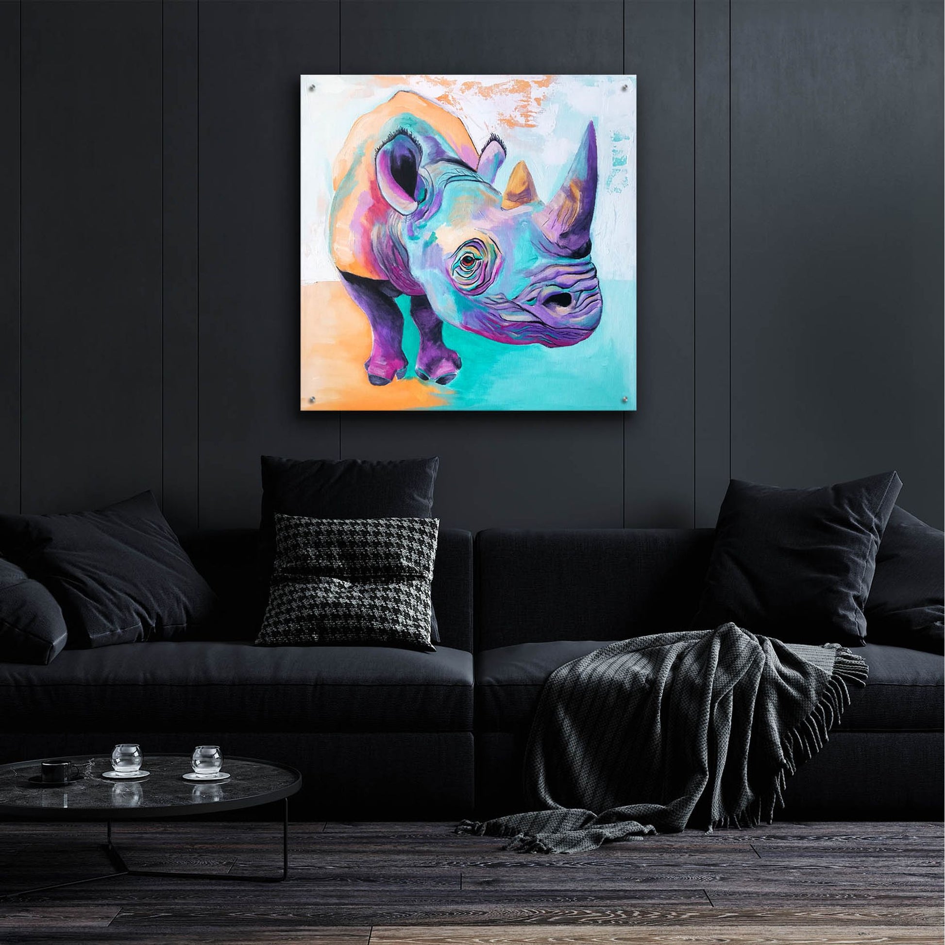 Epic Art 'Rhino - Fi2 by Dawg Painter, Acrylic Glass Wall Art,36x36