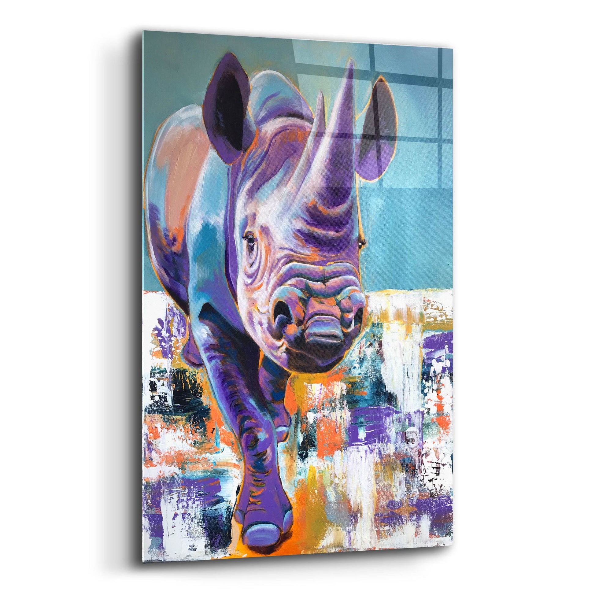 Epic Art 'Rhino - Mwaiseni2 by Dawg Painter, Acrylic Glass Wall Art,12x16