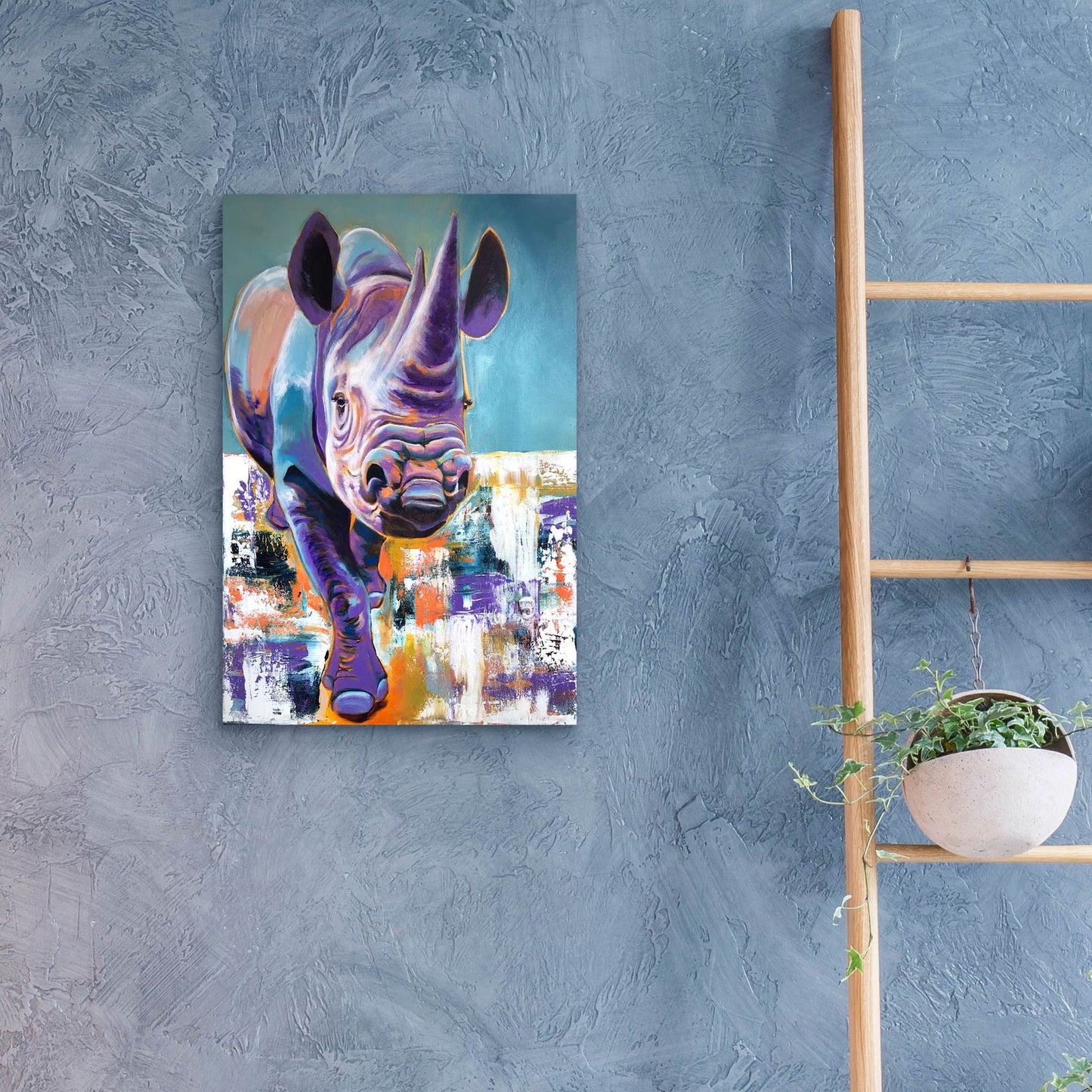 Epic Art 'Rhino - Mwaiseni2 by Dawg Painter, Acrylic Glass Wall Art,16x24