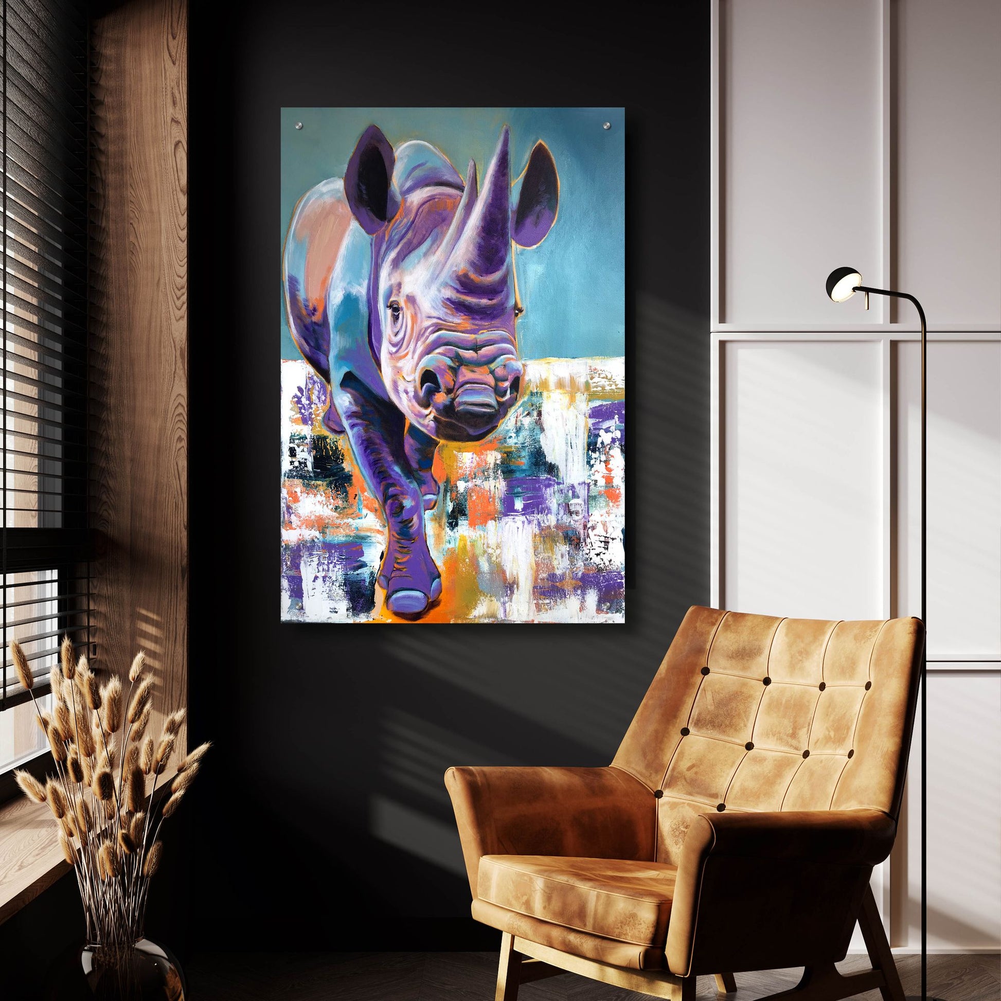 Epic Art 'Rhino - Mwaiseni2 by Dawg Painter, Acrylic Glass Wall Art,24x36