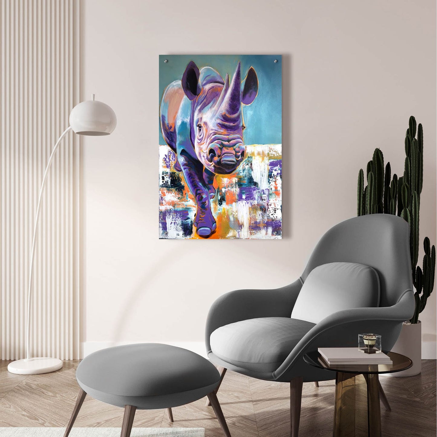 Epic Art 'Rhino - Mwaiseni2 by Dawg Painter, Acrylic Glass Wall Art,24x36