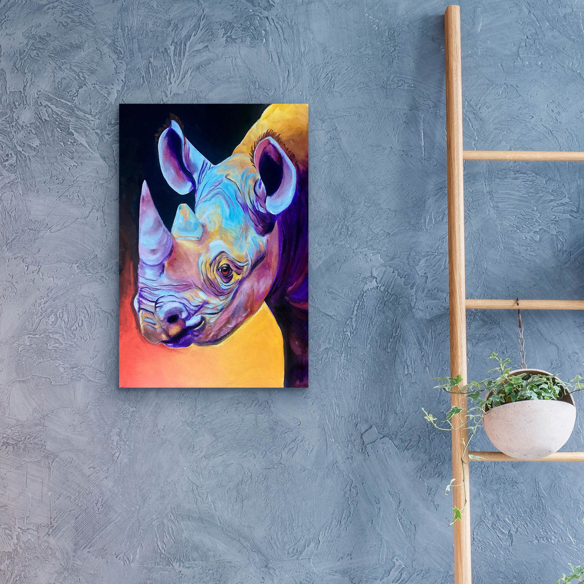 Epic Art 'Rhino - Suzi2 by Dawg Painter, Acrylic Glass Wall Art,16x24