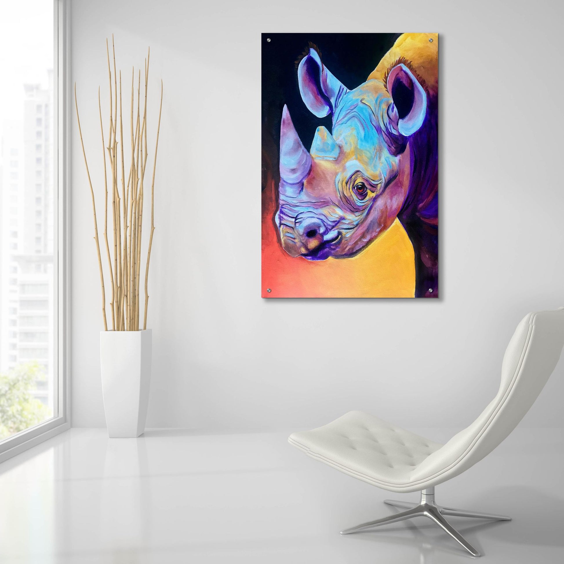 Epic Art 'Rhino - Suzi2 by Dawg Painter, Acrylic Glass Wall Art,24x36