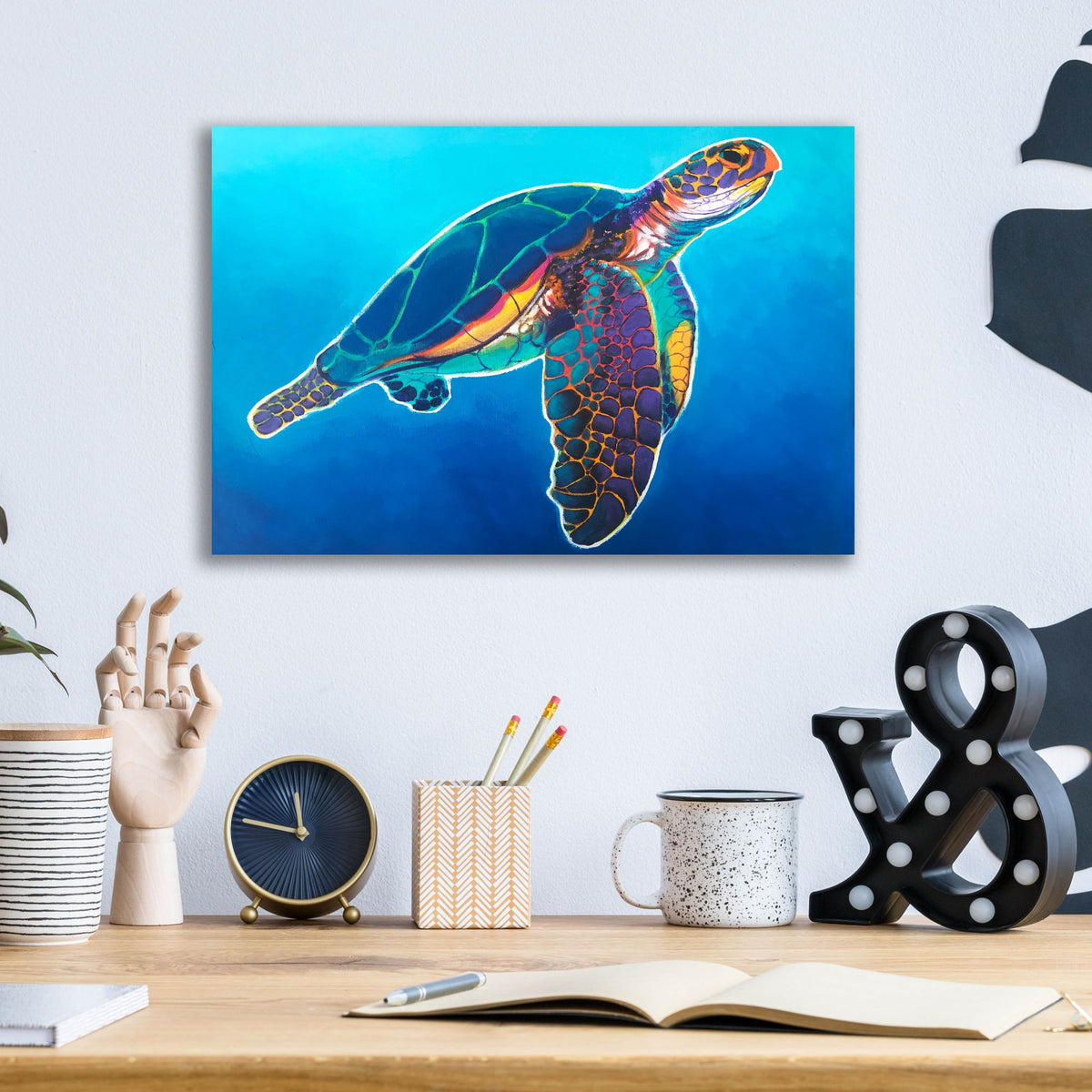 Epic Art 'Sea Turtle - Rainbow2 by Dawg Painter, Acrylic Glass Wall Art,16x12