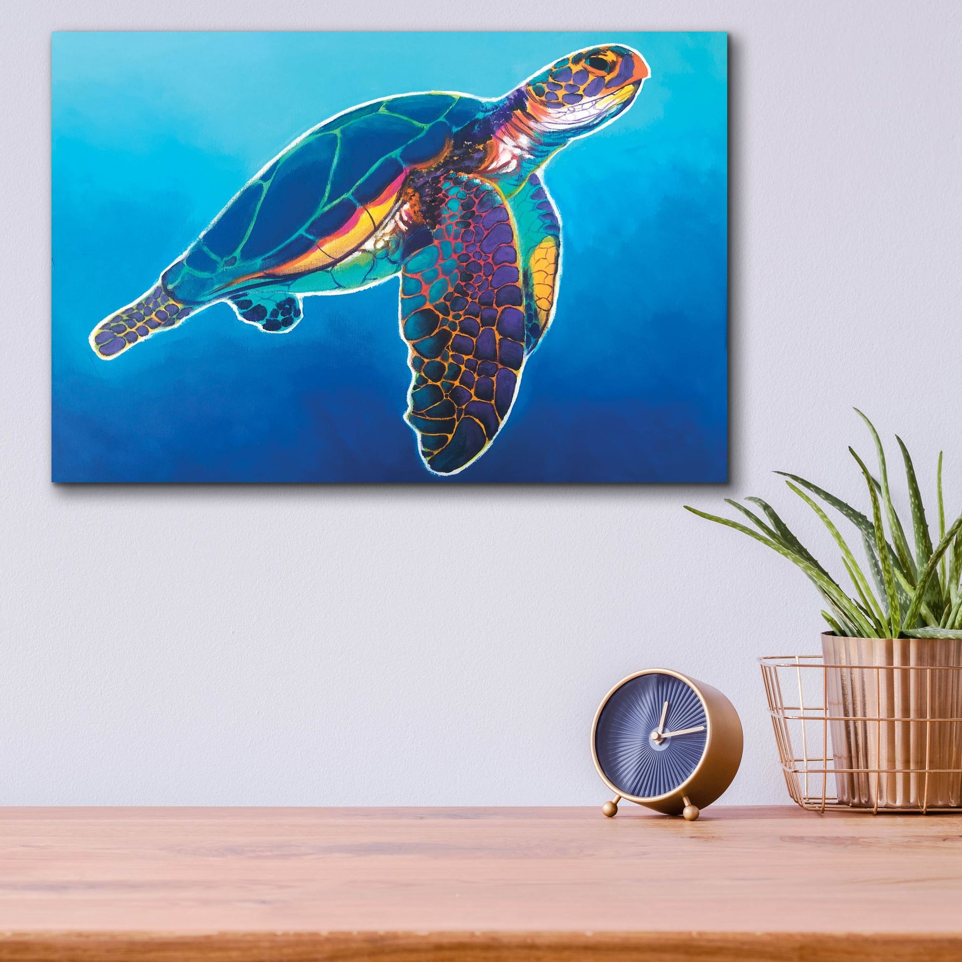 Epic Art 'Sea Turtle - Rainbow2 by Dawg Painter, Acrylic Glass Wall Art,16x12