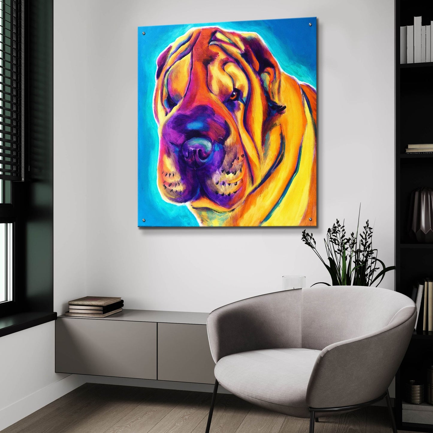 Epic Art 'Sharpei - Big Man2 by Dawg Painter, Acrylic Glass Wall Art,36x36