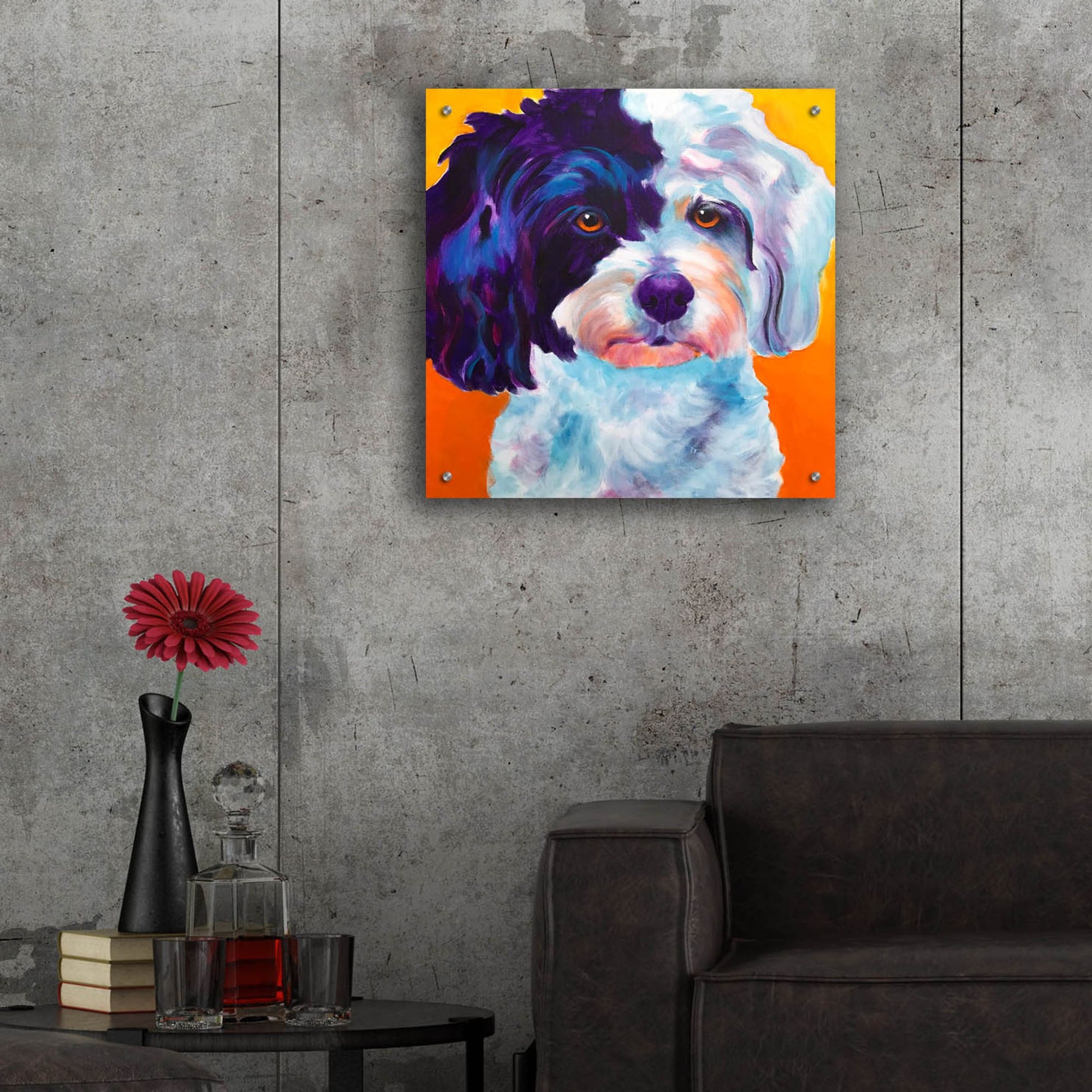 Epic Art 'Teddy Bear Dog2 by Dawg Painter, Acrylic Glass Wall Art,24x24
