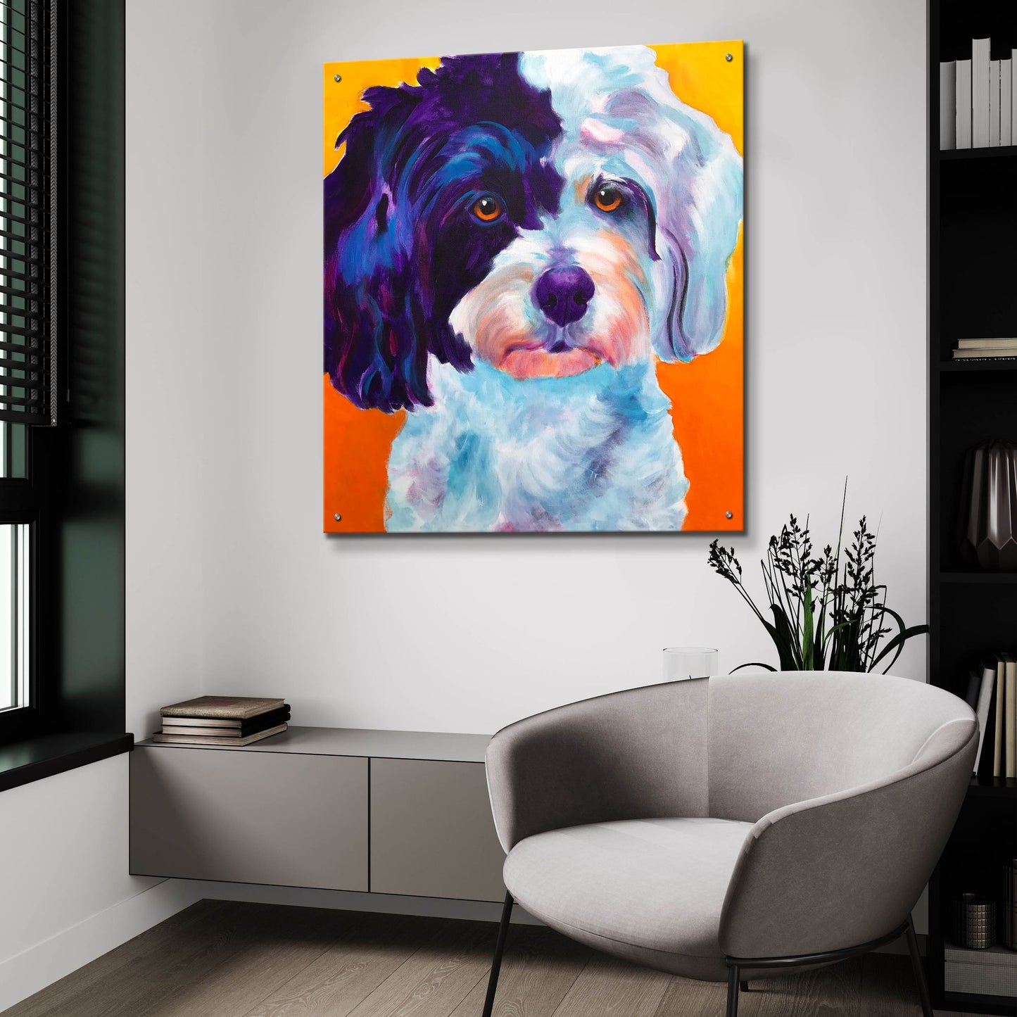 Epic Art 'Teddy Bear Dog2 by Dawg Painter, Acrylic Glass Wall Art,36x36