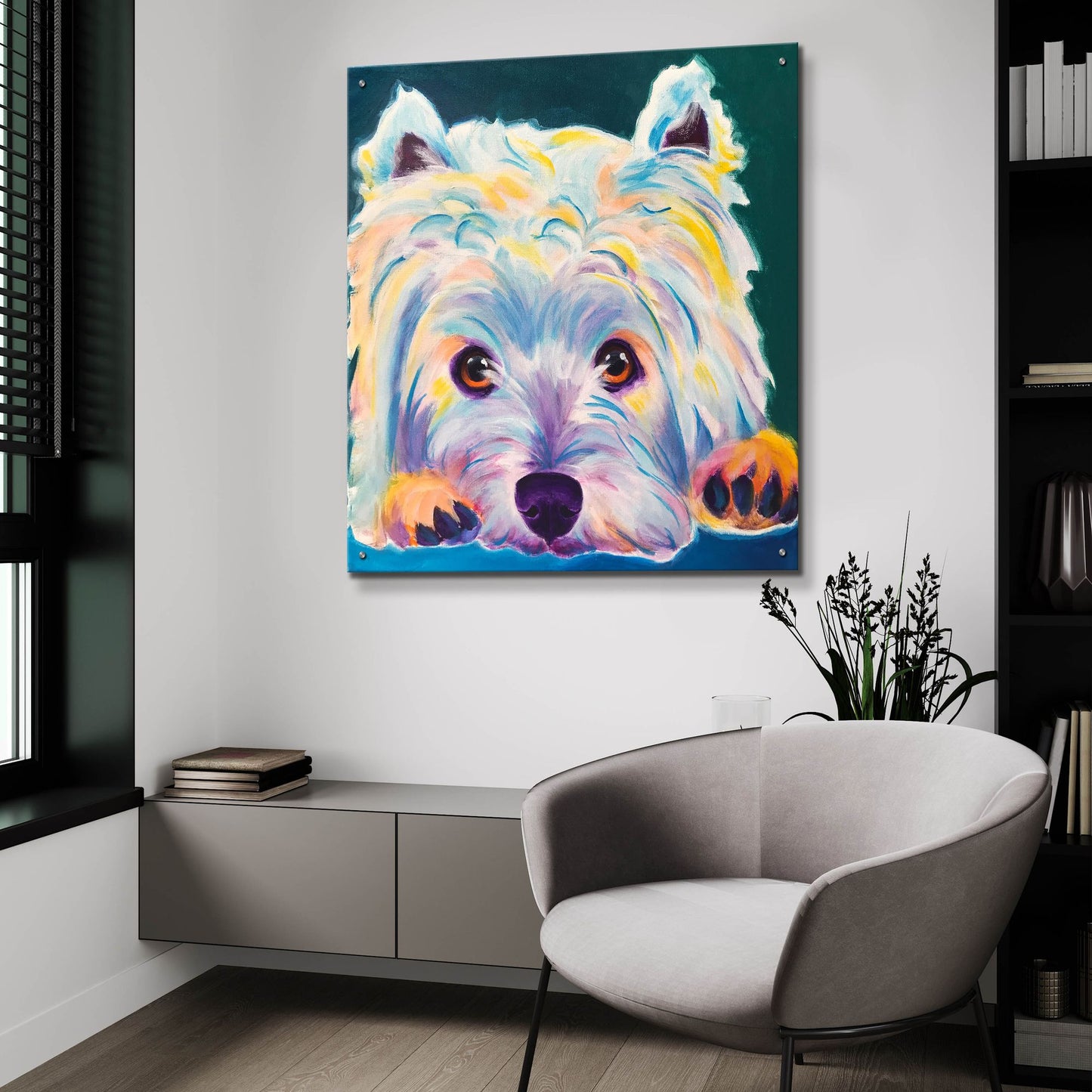 Epic Art 'Westie - Chispy 22 by Dawg Painter, Acrylic Glass Wall Art,36x36