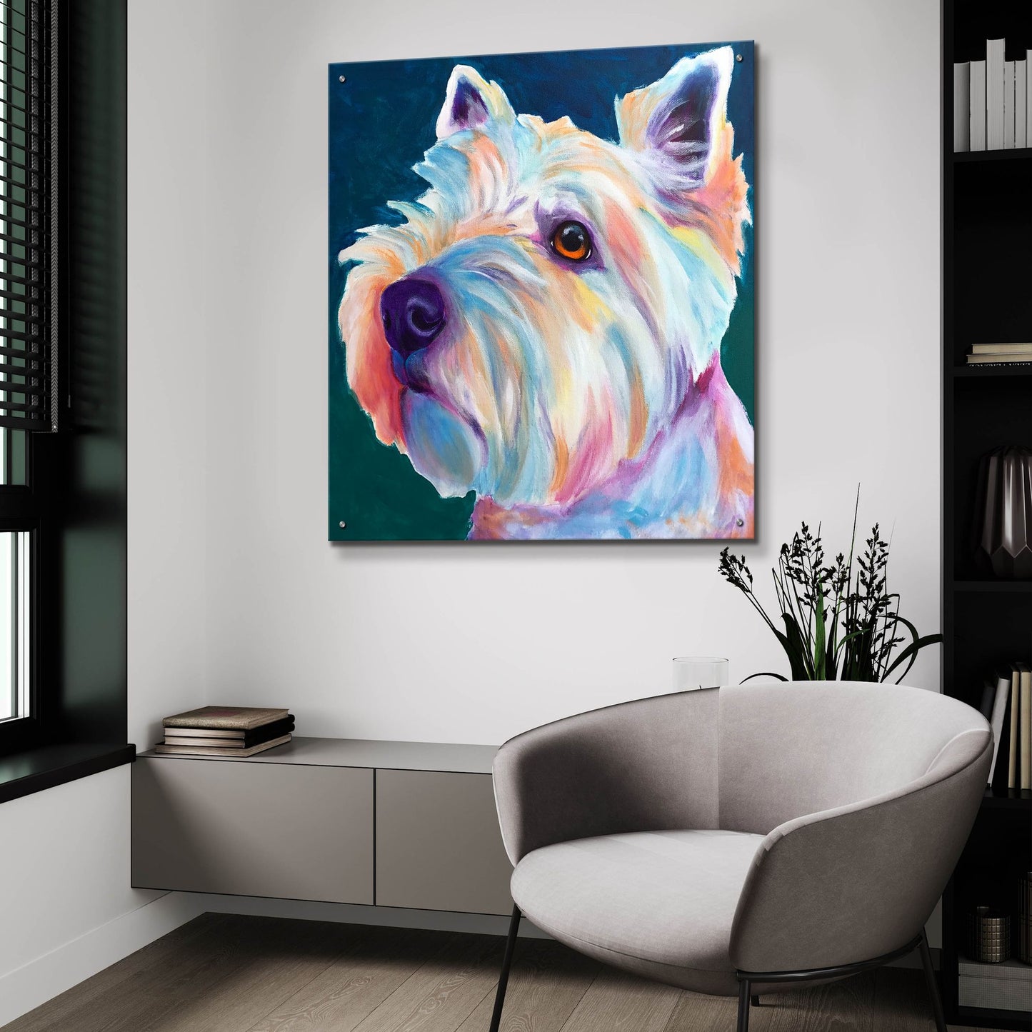 Epic Art 'Westie - Chispy 32 by Dawg Painter, Acrylic Glass Wall Art,36x36