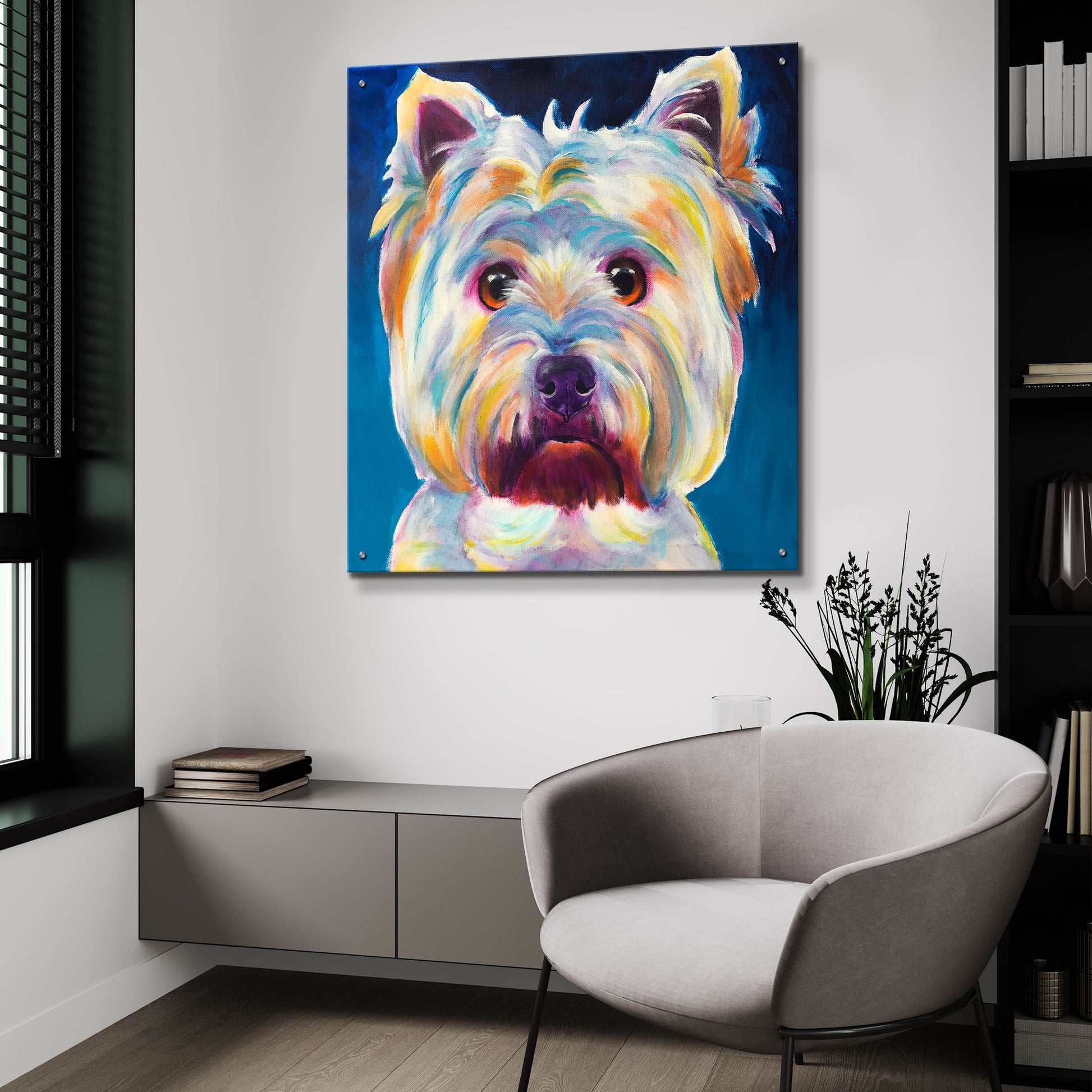 Epic Art 'Westie - Chispy2 by Dawg Painter, Acrylic Glass Wall Art,36x36