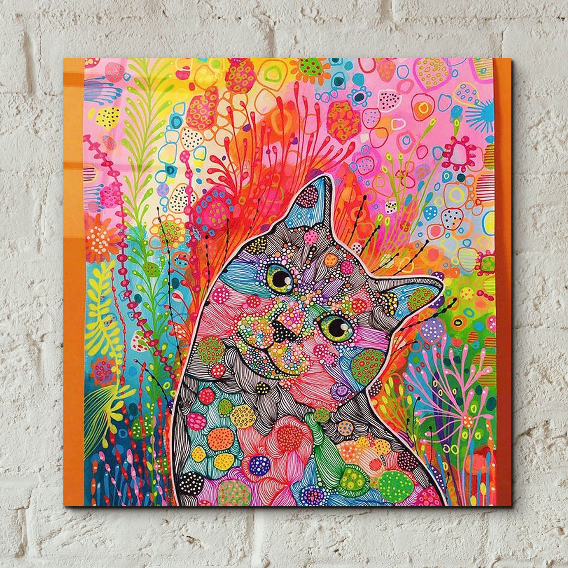 Epic Art 'Rainbow Cat2 by Noemi Ibarz, Acrylic Glass Wall Art,12x12