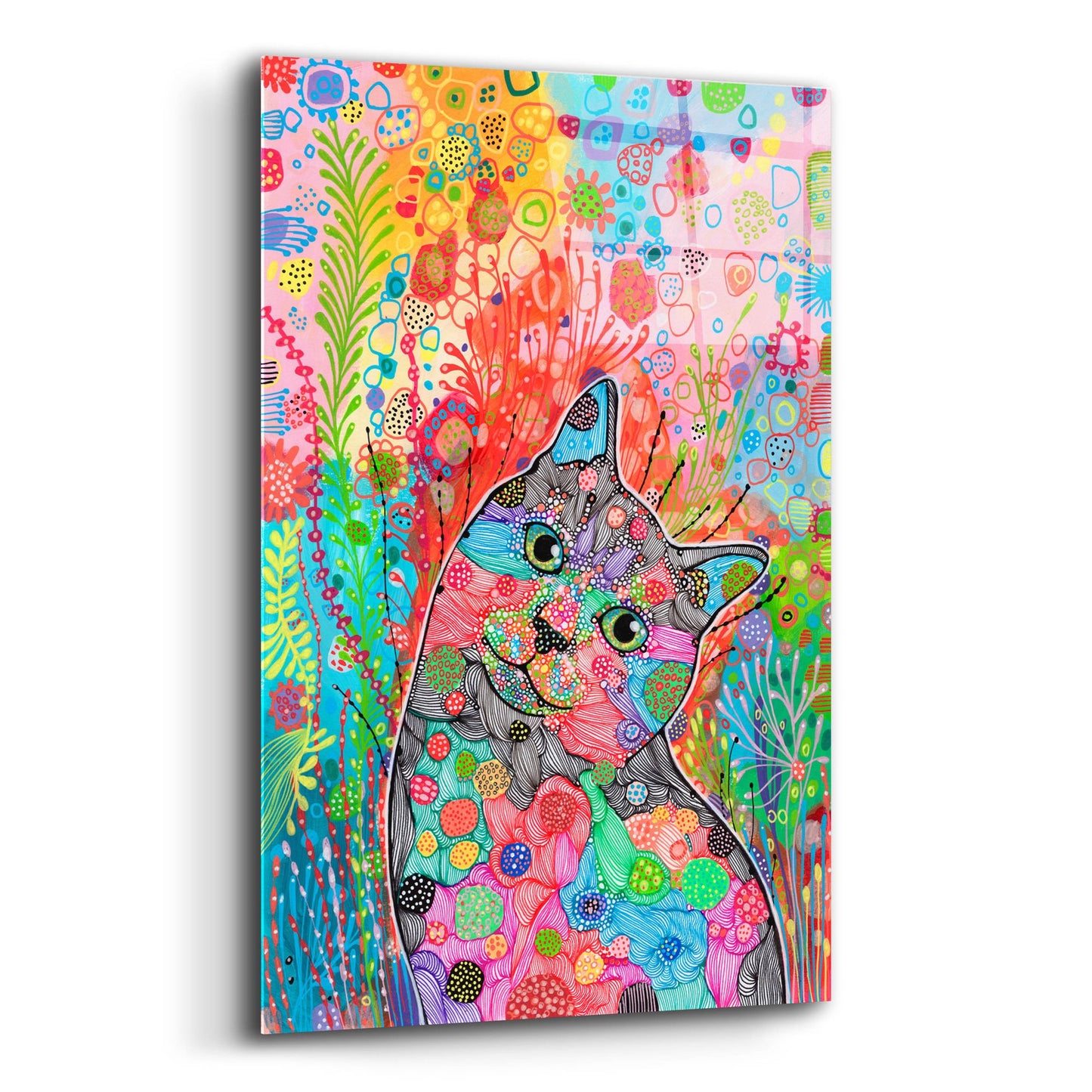 Epic Art 'Rainbow Cat2 by Noemi Ibarz, Acrylic Glass Wall Art,12x16