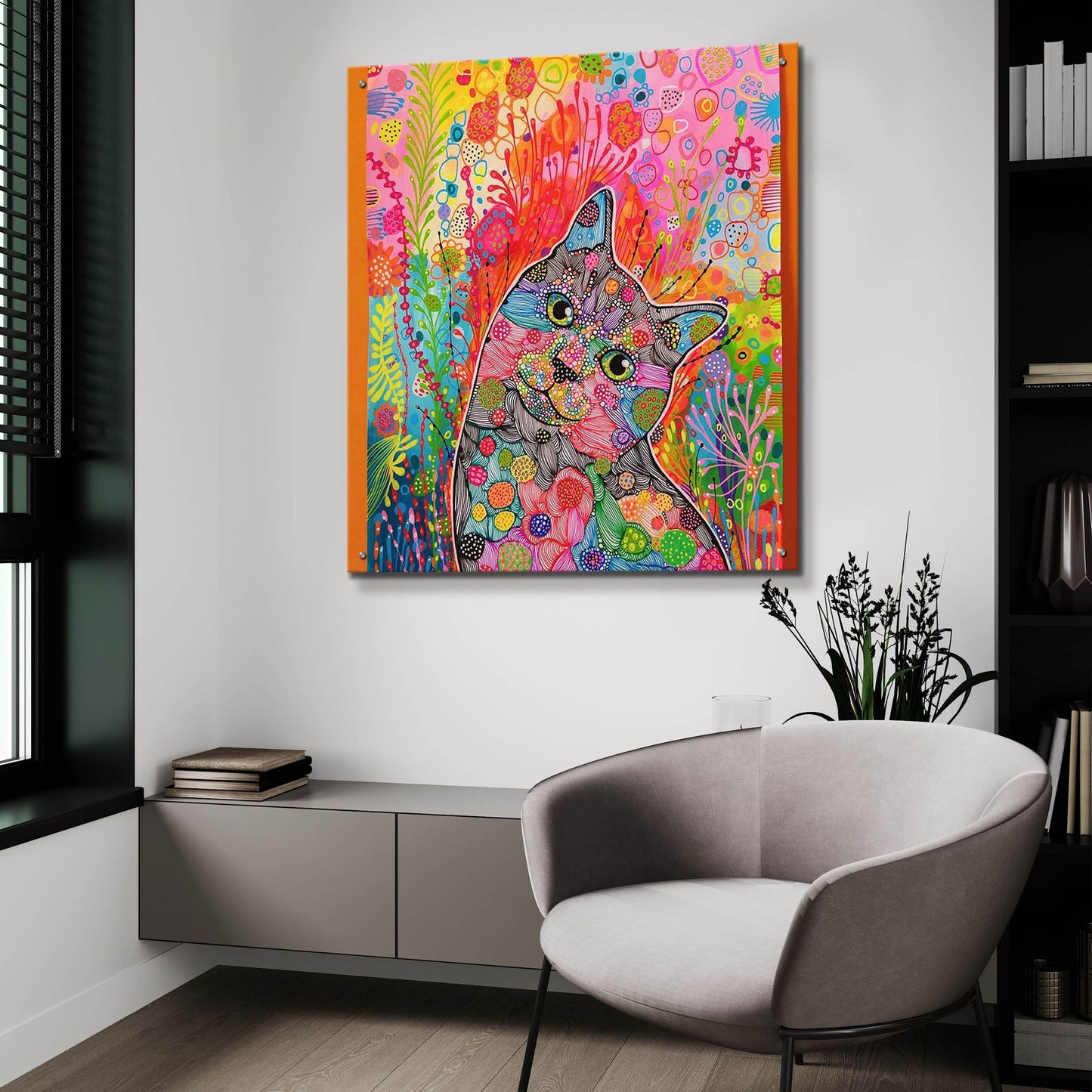 Epic Art 'Rainbow Cat2 by Noemi Ibarz, Acrylic Glass Wall Art,36x36