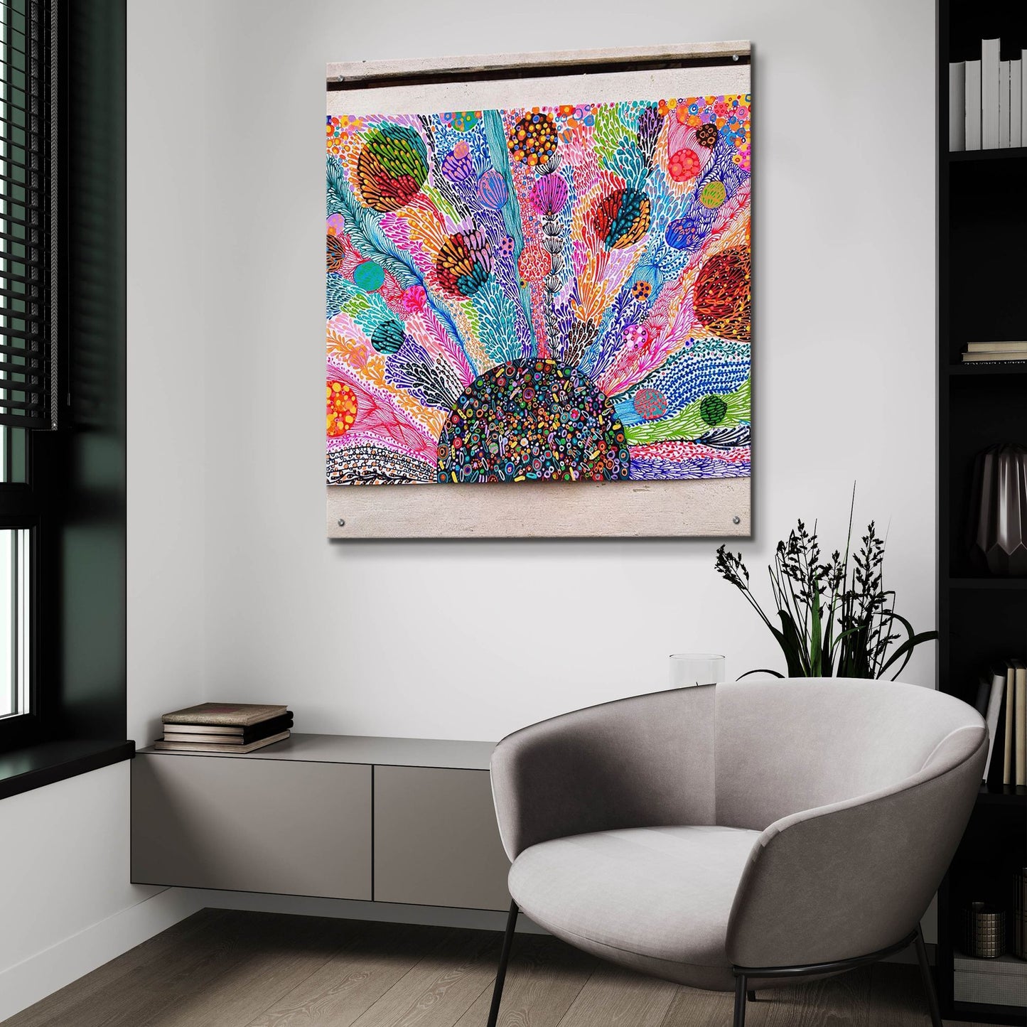 Epic Art 'Sunburst2 by Noemi Ibarz, Acrylic Glass Wall Art,36x36