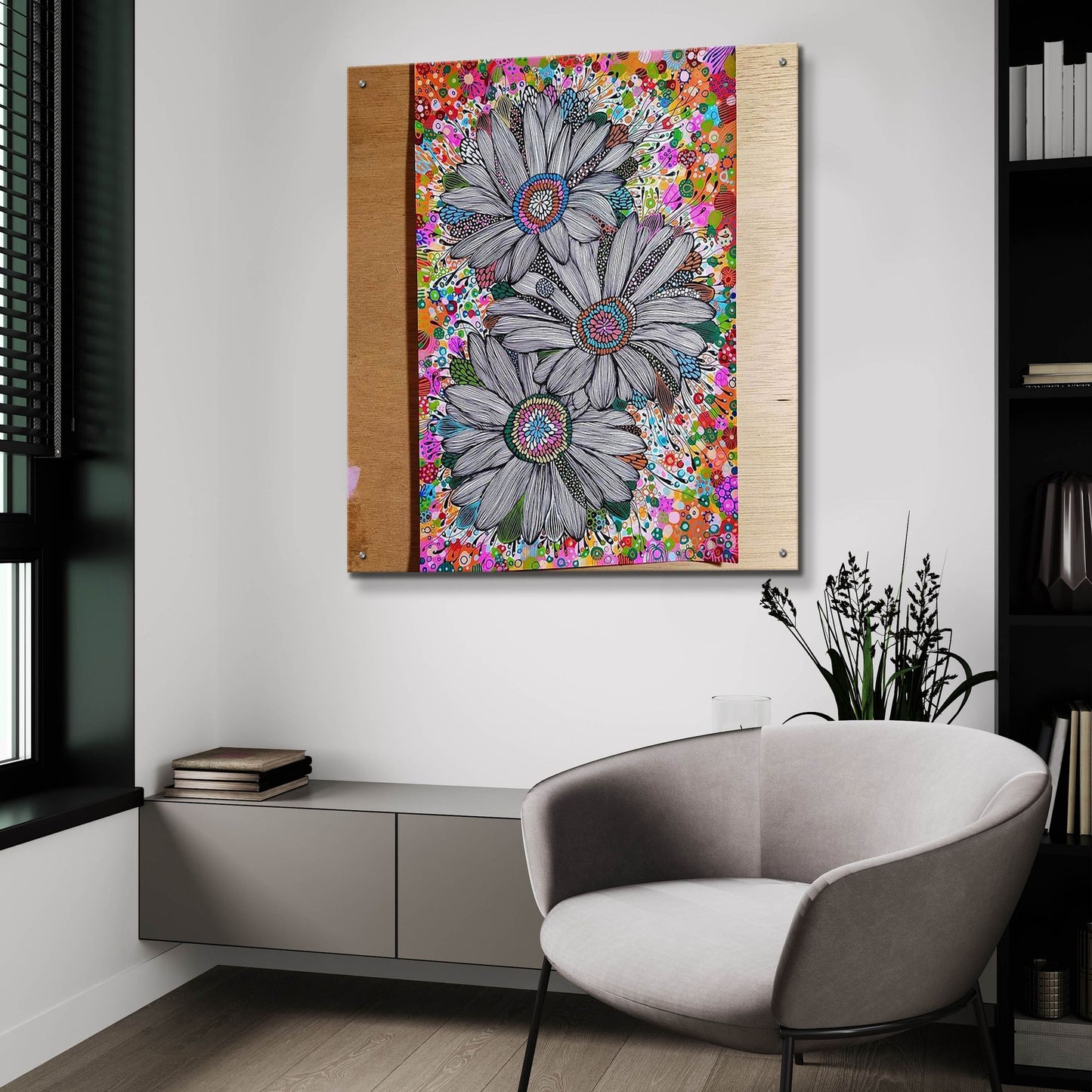 Epic Art 'Daisies2 by Noemi Ibarz, Acrylic Glass Wall Art,36x36
