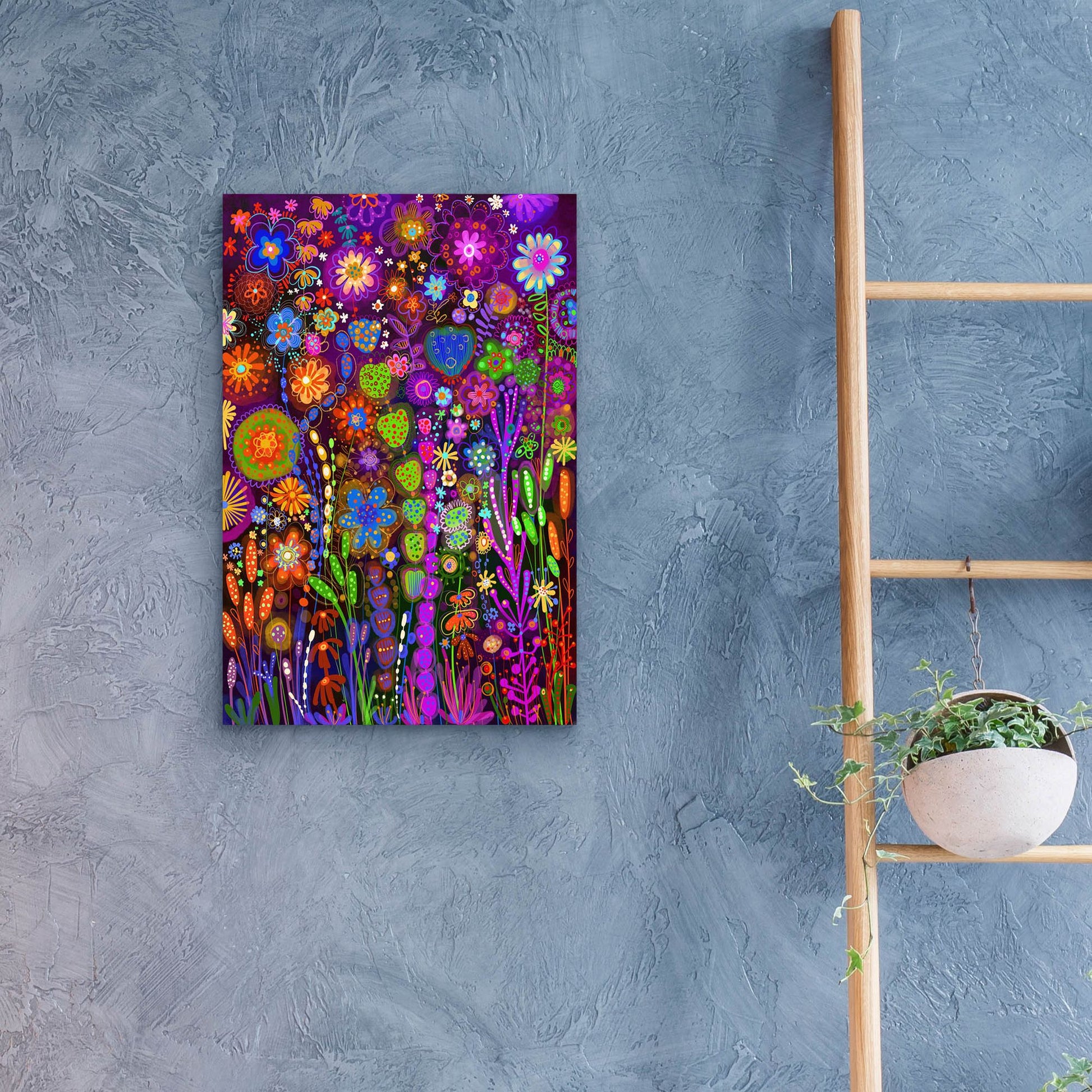 Epic Art 'Flores Fondo Negro2 by Noemi Ibarz, Acrylic Glass Wall Art,16x24