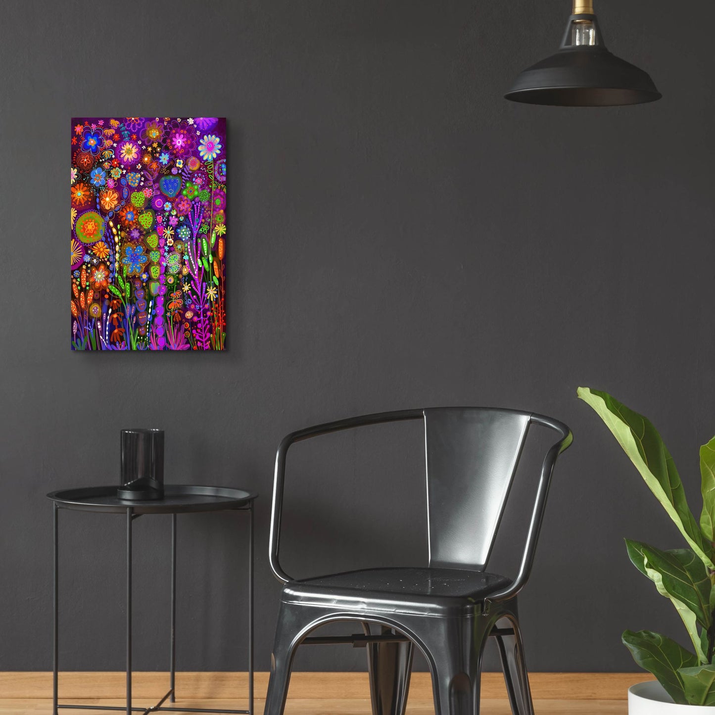 Epic Art 'Flores Fondo Negro2 by Noemi Ibarz, Acrylic Glass Wall Art,16x24