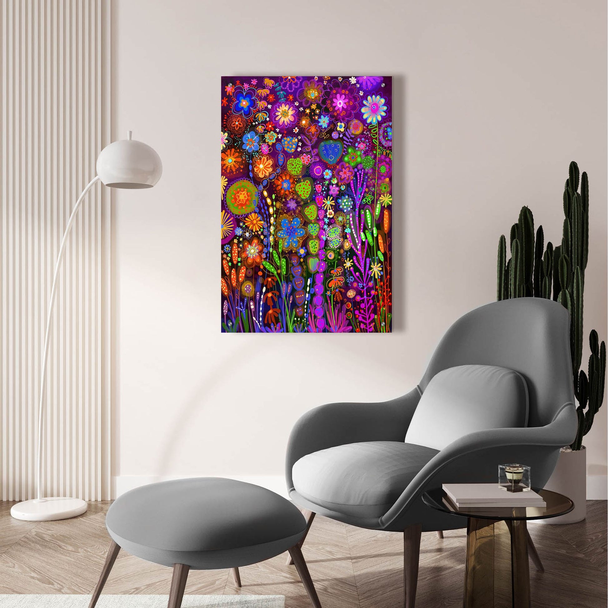 Epic Art 'Flores Fondo Negro2 by Noemi Ibarz, Acrylic Glass Wall Art,24x36