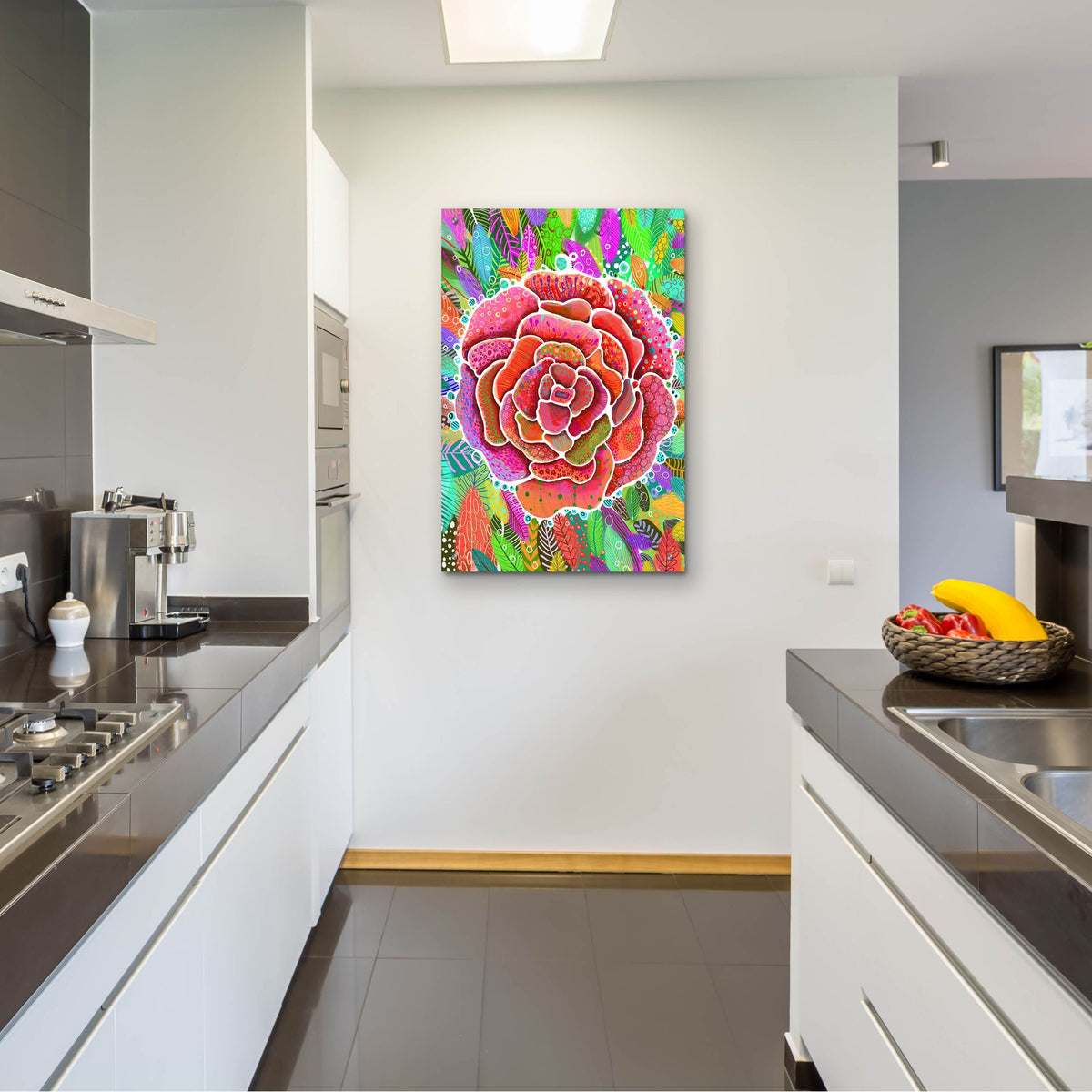 Epic Art 'Camelia Fondo2 by Noemi Ibarz, Acrylic Glass Wall Art,24x36