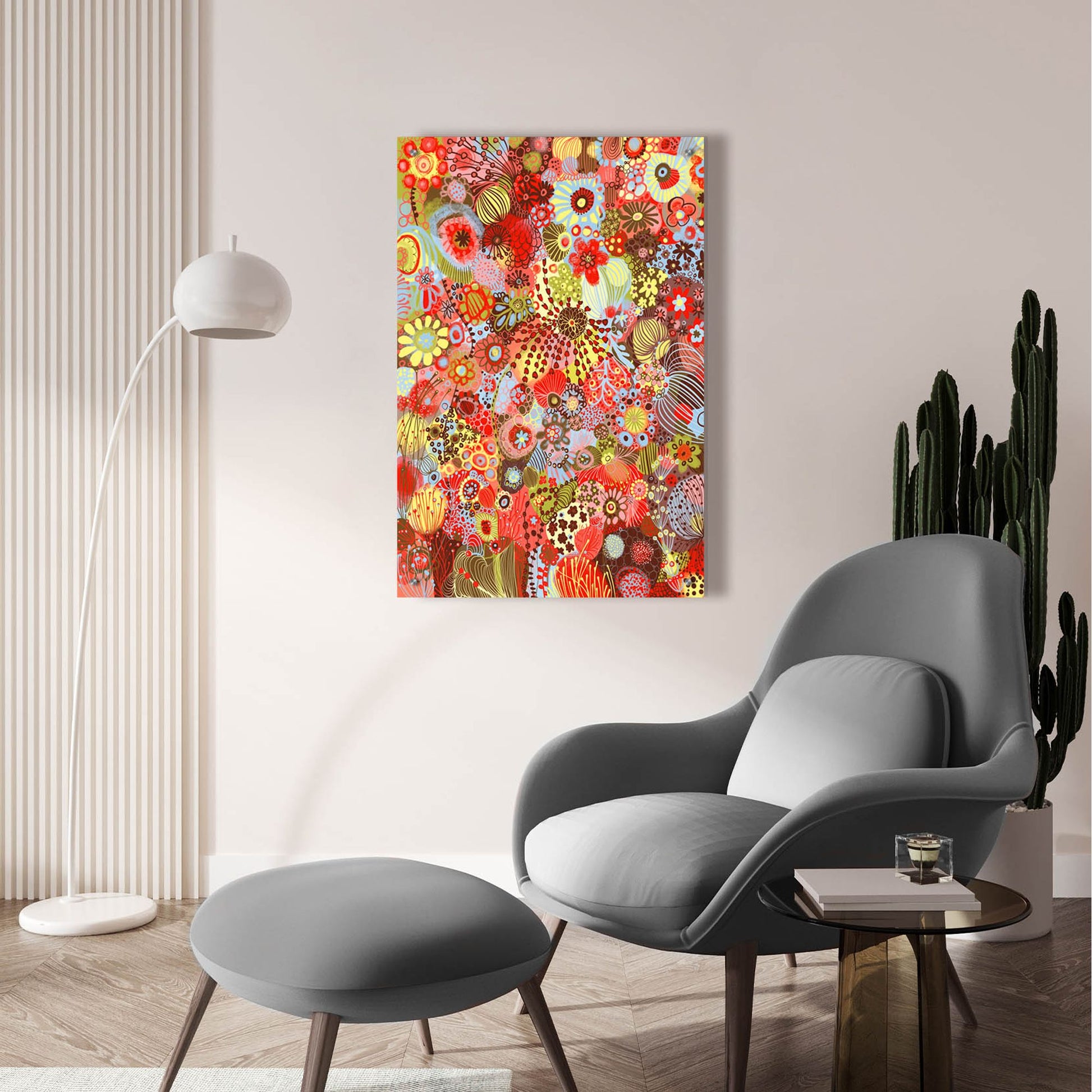 Epic Art 'Field Of Flowers2 by Noemi Ibarz, Acrylic Glass Wall Art,24x36