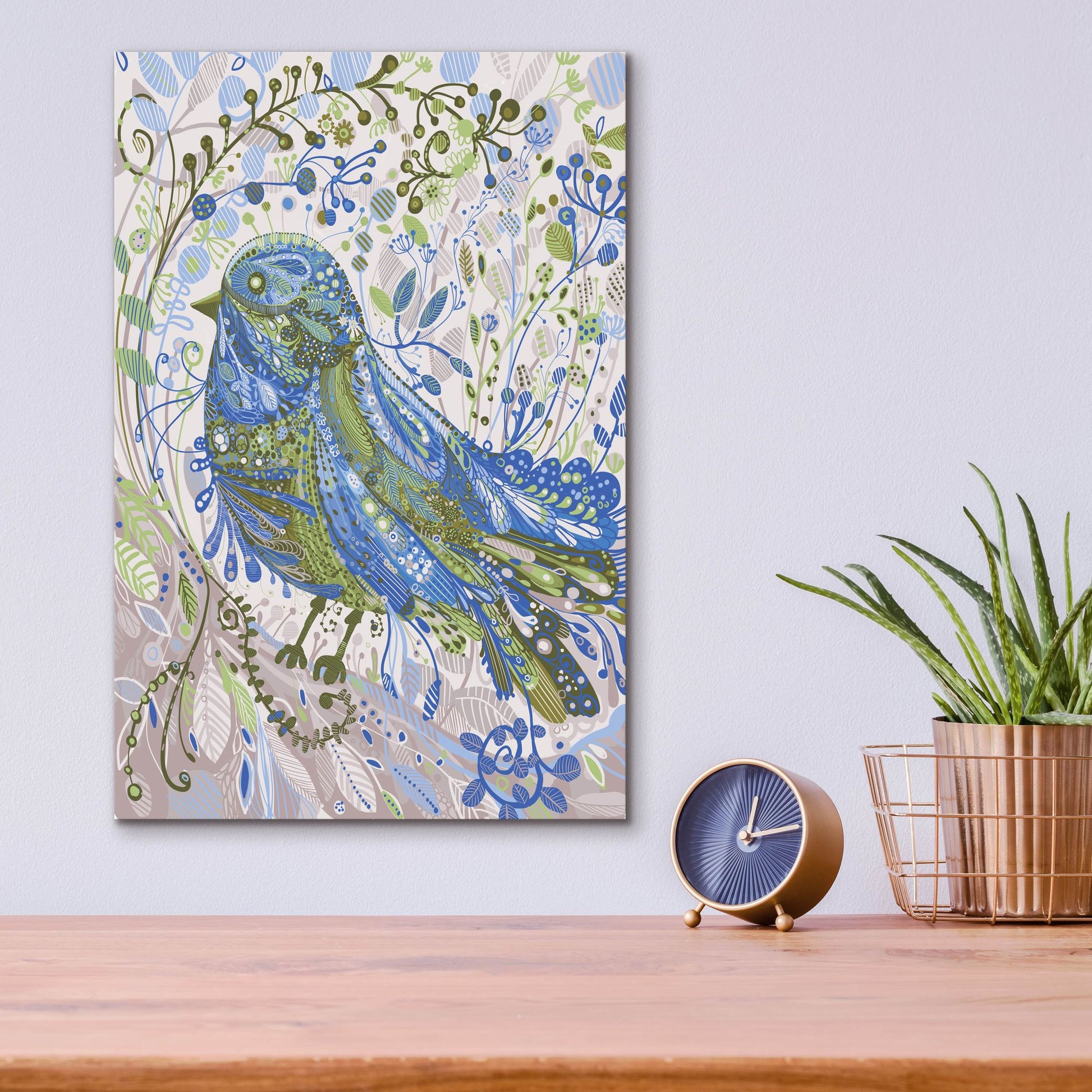 Epic Art 'Blue Bird2 by Noemi Ibarz, Acrylic Glass Wall Art,12x16