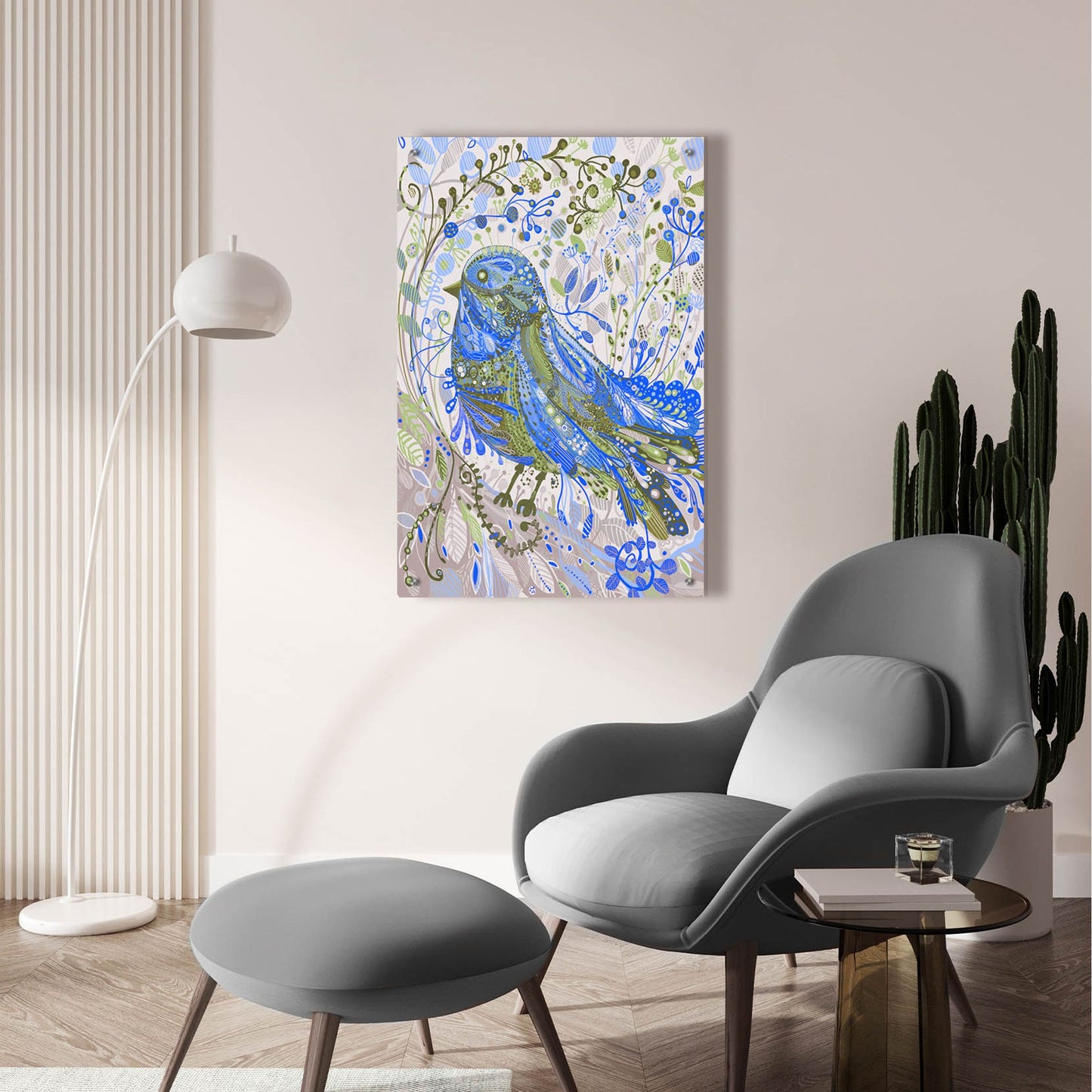 Epic Art 'Blue Bird2 by Noemi Ibarz, Acrylic Glass Wall Art,24x36