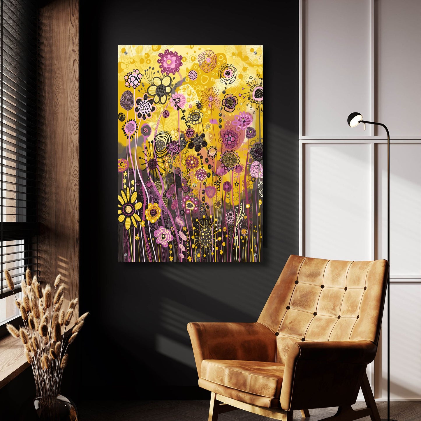 Epic Art 'Yellow 2 by Noemi Ibarz, Acrylic Glass Wall Art,24x36