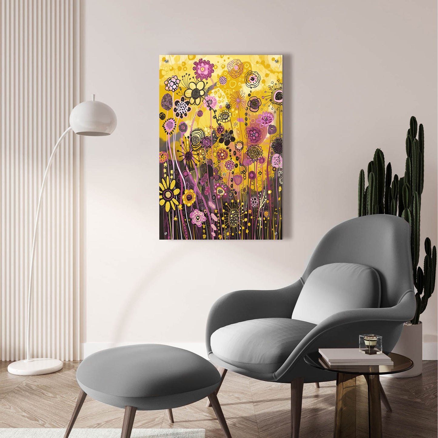 Epic Art 'Yellow 2 by Noemi Ibarz, Acrylic Glass Wall Art,24x36