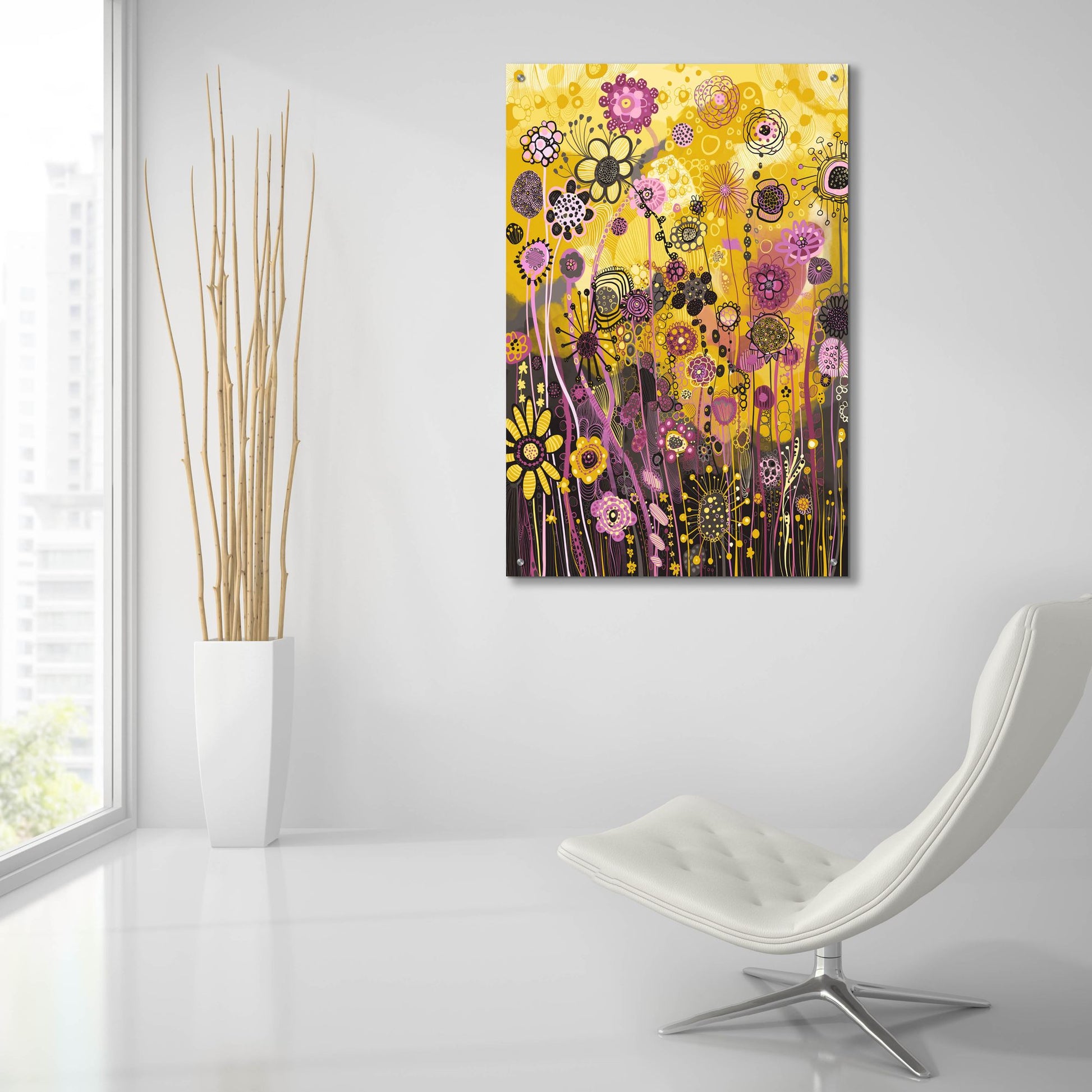 Epic Art 'Yellow 2 by Noemi Ibarz, Acrylic Glass Wall Art,24x36