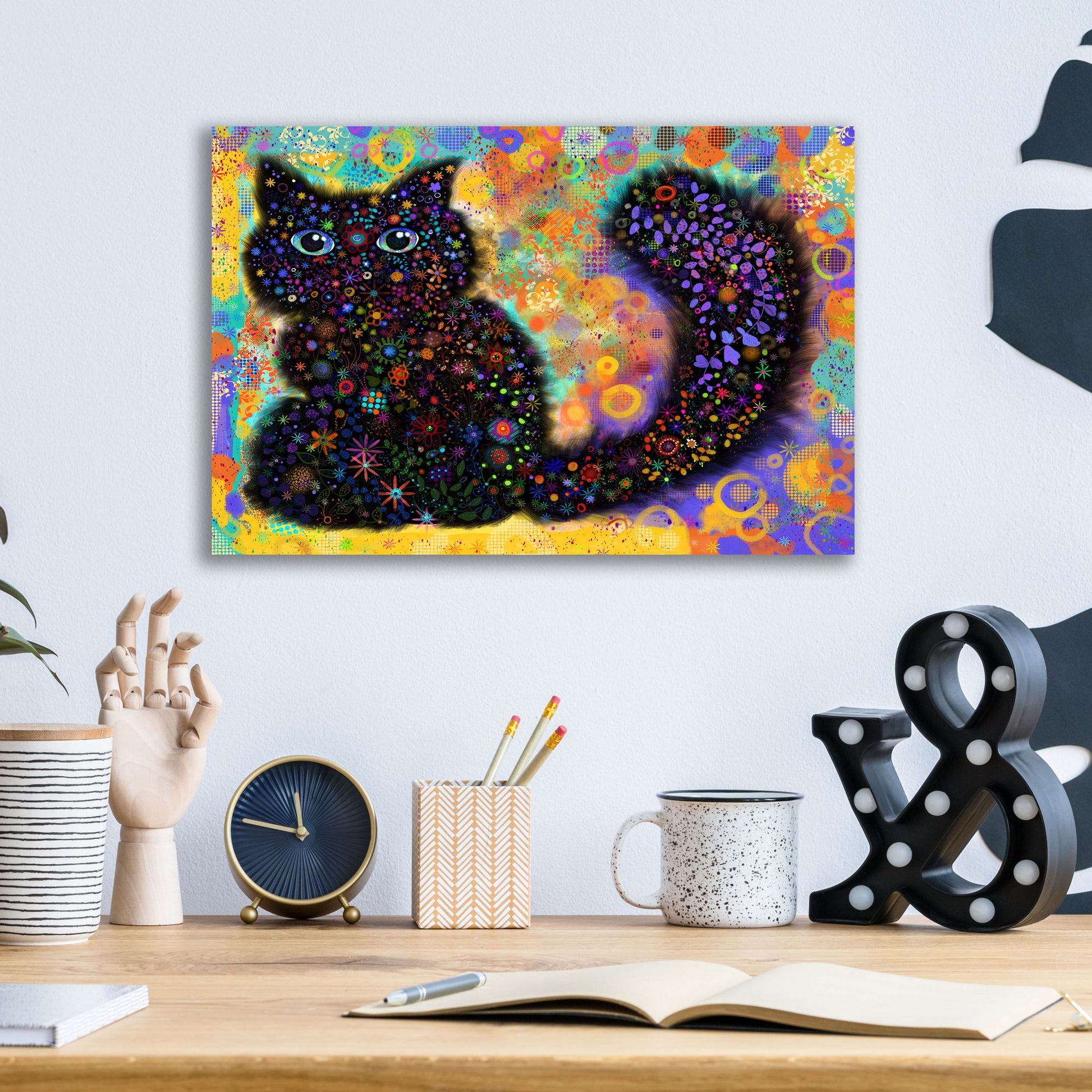 Epic Art 'Black Cat2v2 by Noemi Ibarz, Acrylic Glass Wall Art,16x12