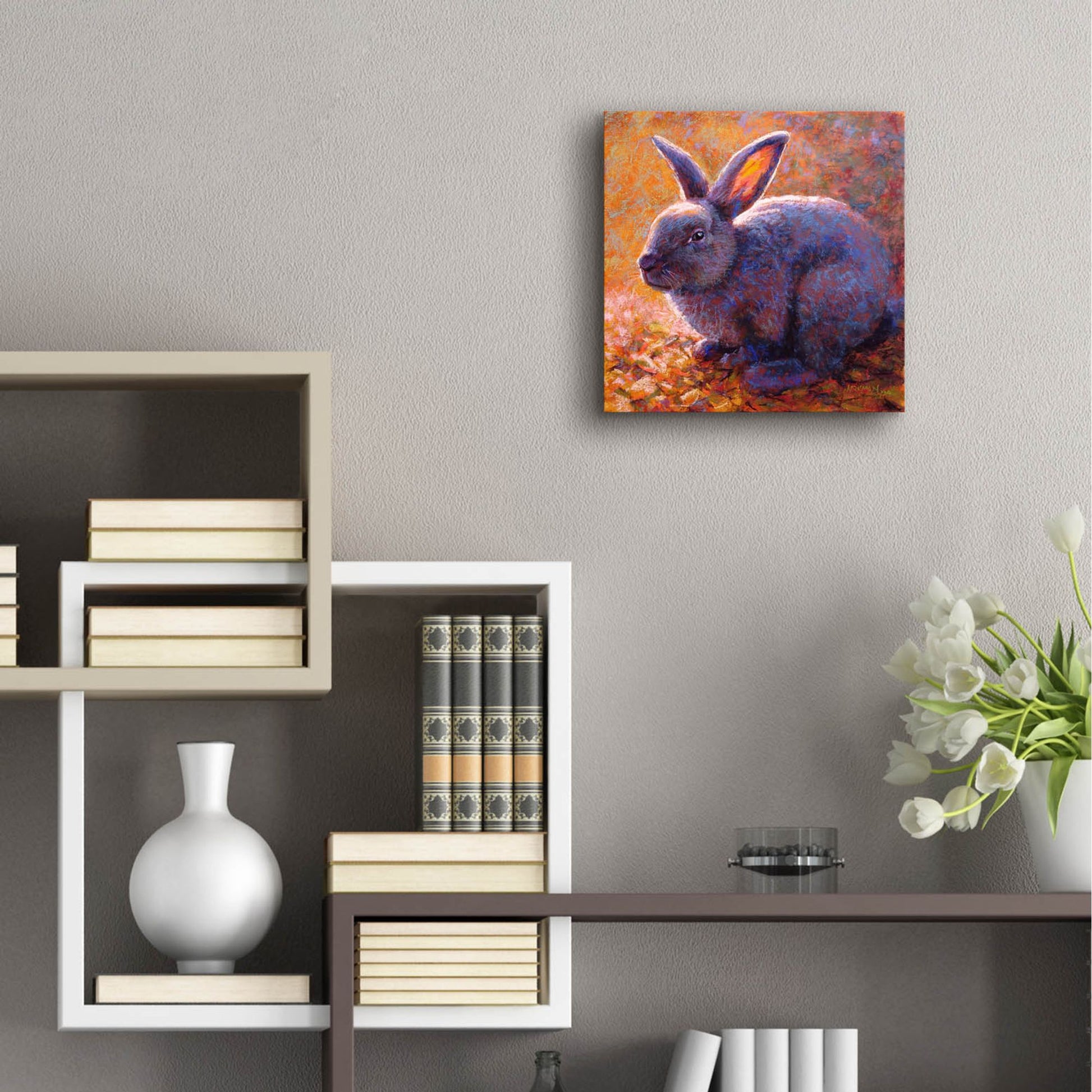 Epic Art 'Plum Bunny2 by Rita Kirkman, Acrylic Glass Wall Art,12x12