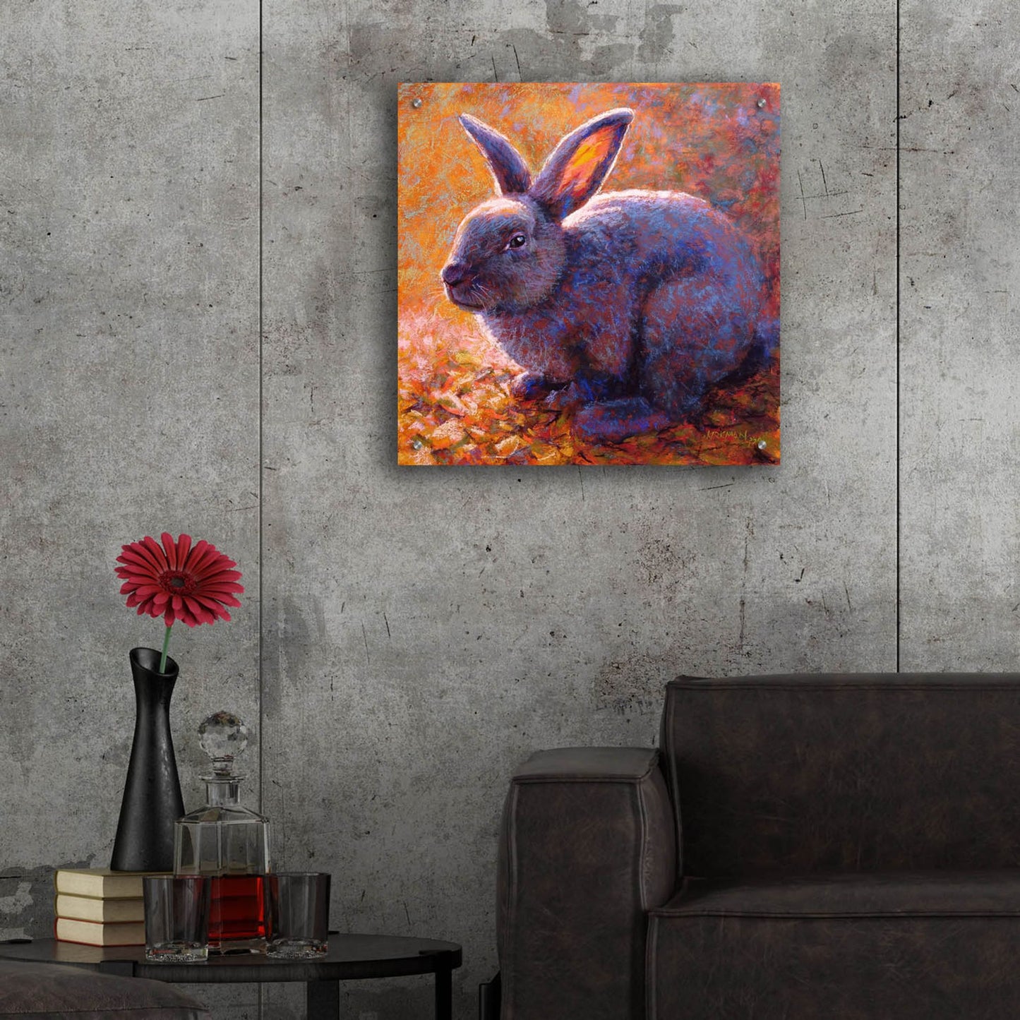 Epic Art 'Plum Bunny2 by Rita Kirkman, Acrylic Glass Wall Art,24x24