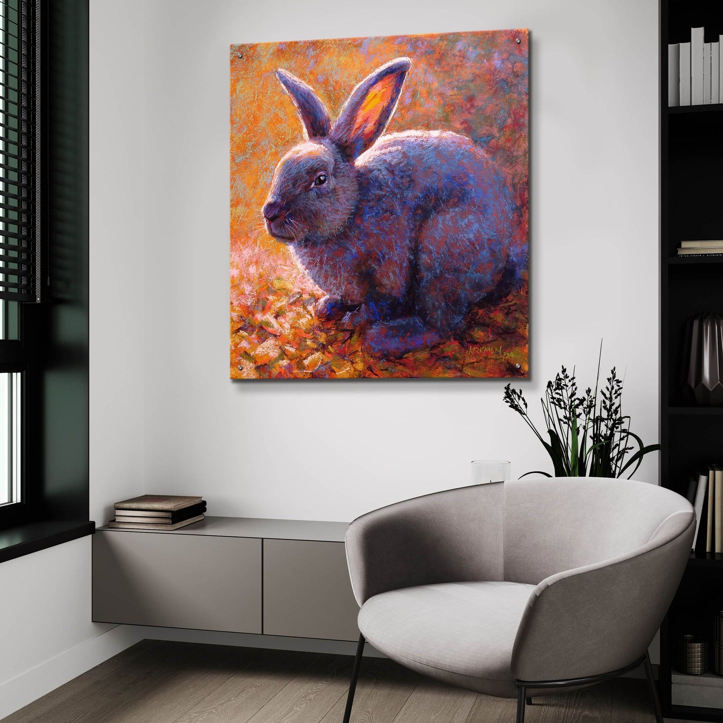 Epic Art 'Plum Bunny2 by Rita Kirkman, Acrylic Glass Wall Art,36x36