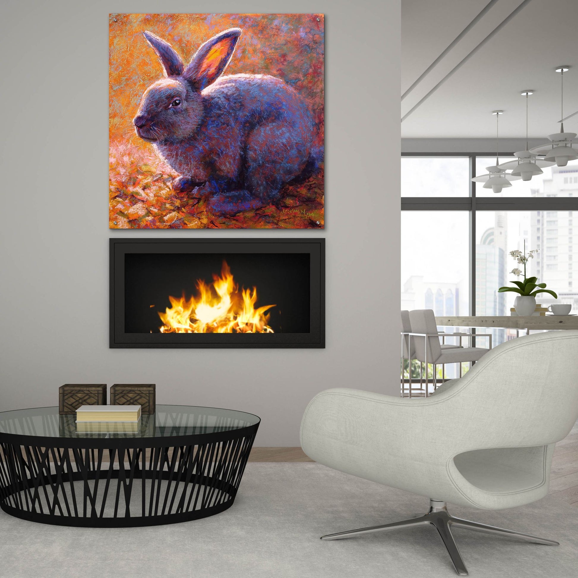 Epic Art 'Plum Bunny2 by Rita Kirkman, Acrylic Glass Wall Art,36x36