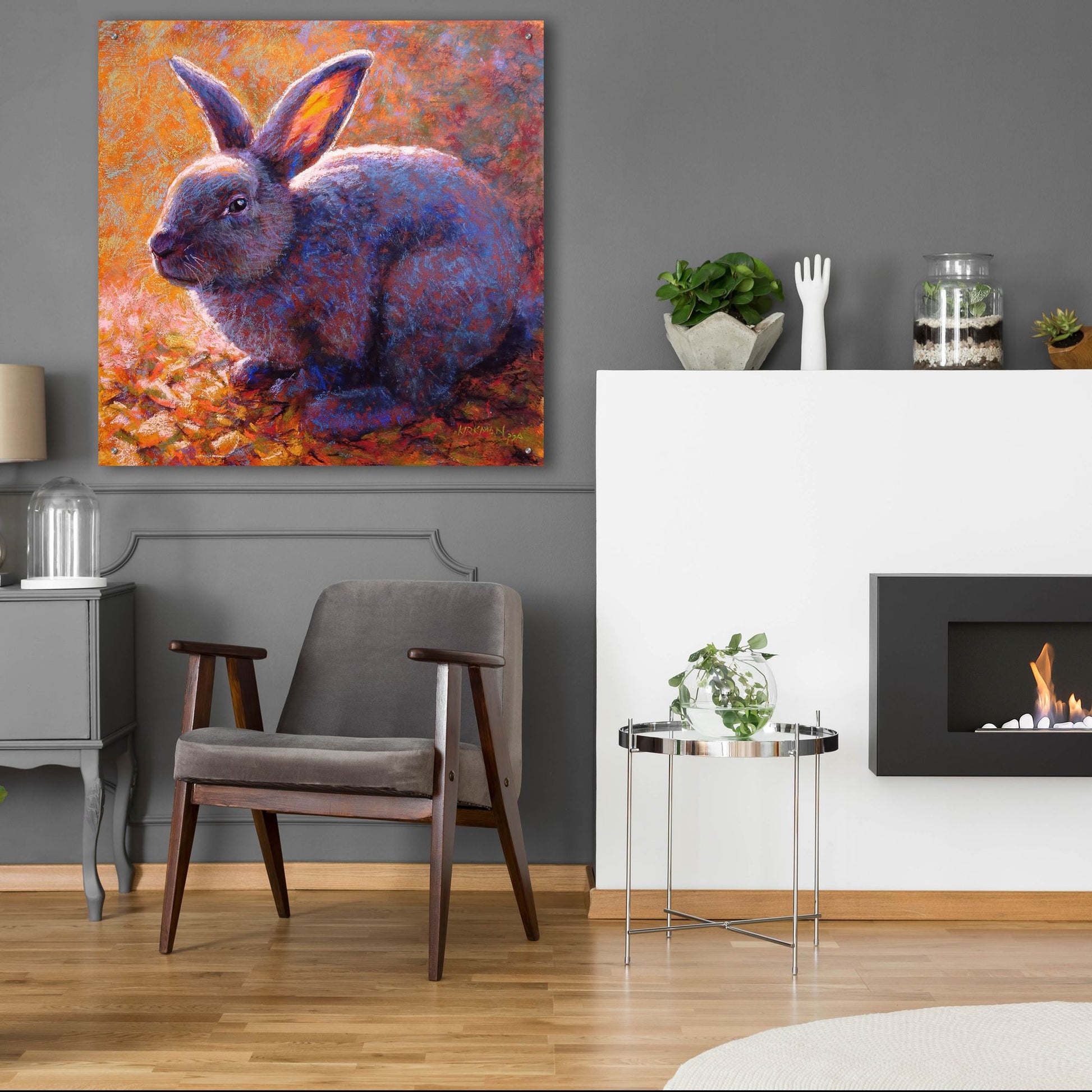 Epic Art 'Plum Bunny2 by Rita Kirkman, Acrylic Glass Wall Art,36x36