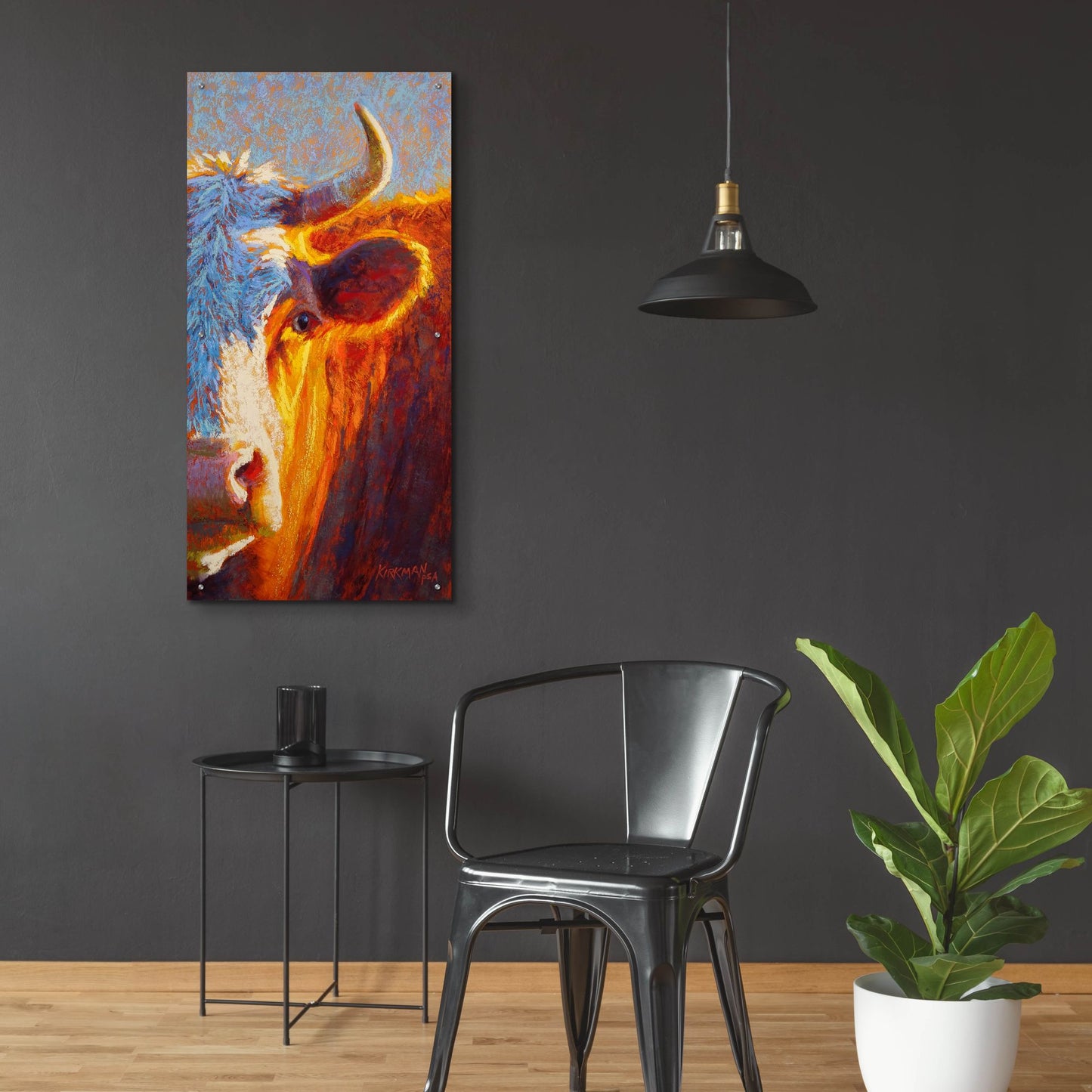 Epic Art 'Half-Faced Hereford 2 by Rita Kirkman, Acrylic Glass Wall Art,24x48